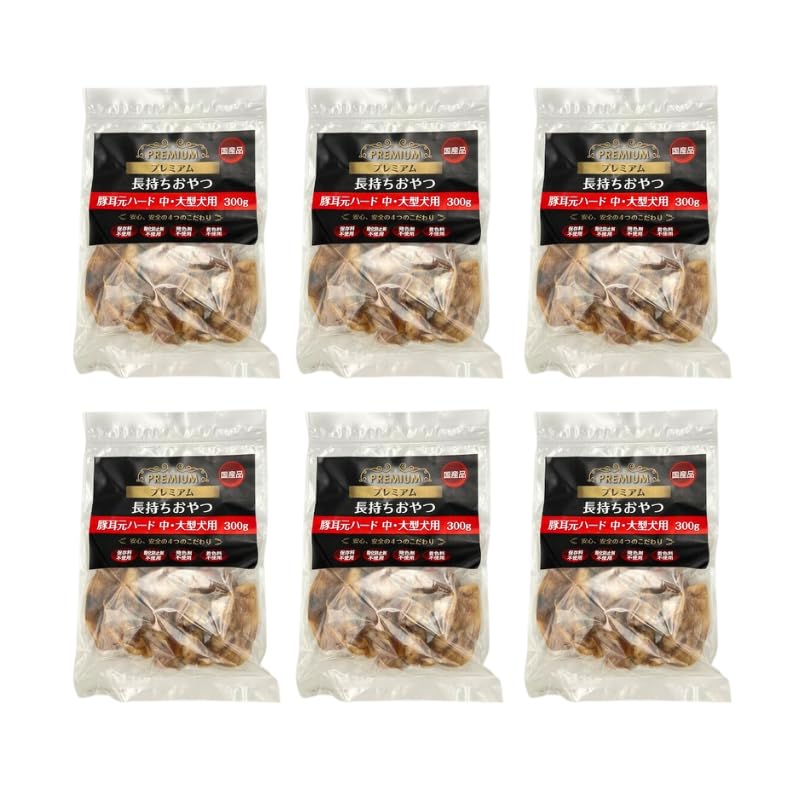 Premium Long-Lasting Snacks, Hard Pig Ears, For Medium and Large Dogs, 10.6 oz (300 g) x 16 Bag Set, Dog Food, Dog Treats, Jerky, Made in Japan, Additive-free, Value, Large Capacity, Bulk Purchase