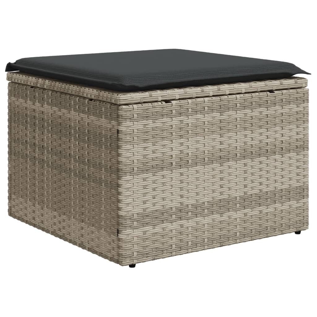 Salon de Jardin modulable 7 pièces Gris Clair avec Coussins Housses lavables résine tressée Structure Acier pour terrasse Balcon extérieur détente Assise Confortable