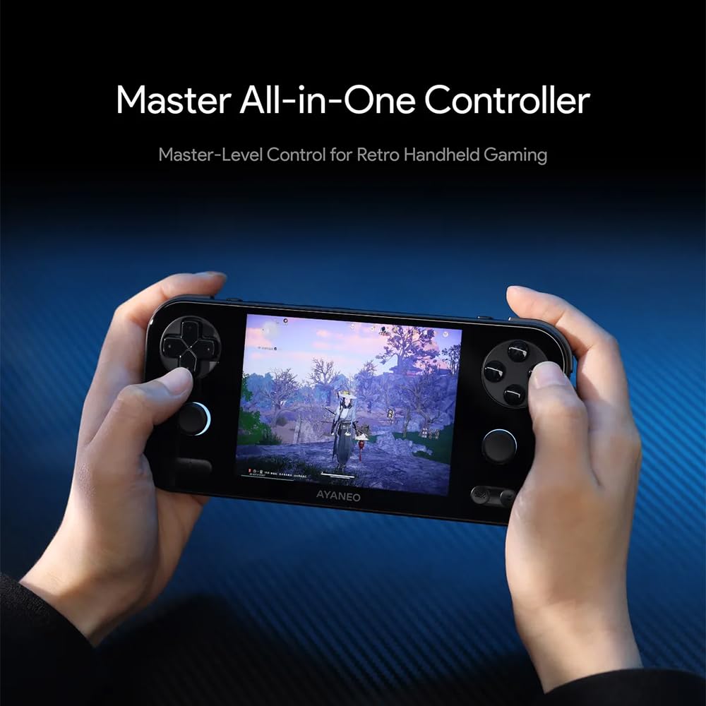 AYANEO Pocket S, Mini palmare da gaming retrò, con Snapdragon G3x Gen 2, display LCD 1280 x 960, joystick effetto Hall, telaio interamente in metallo CNC, per emulazione di giochi classici (nero, 12