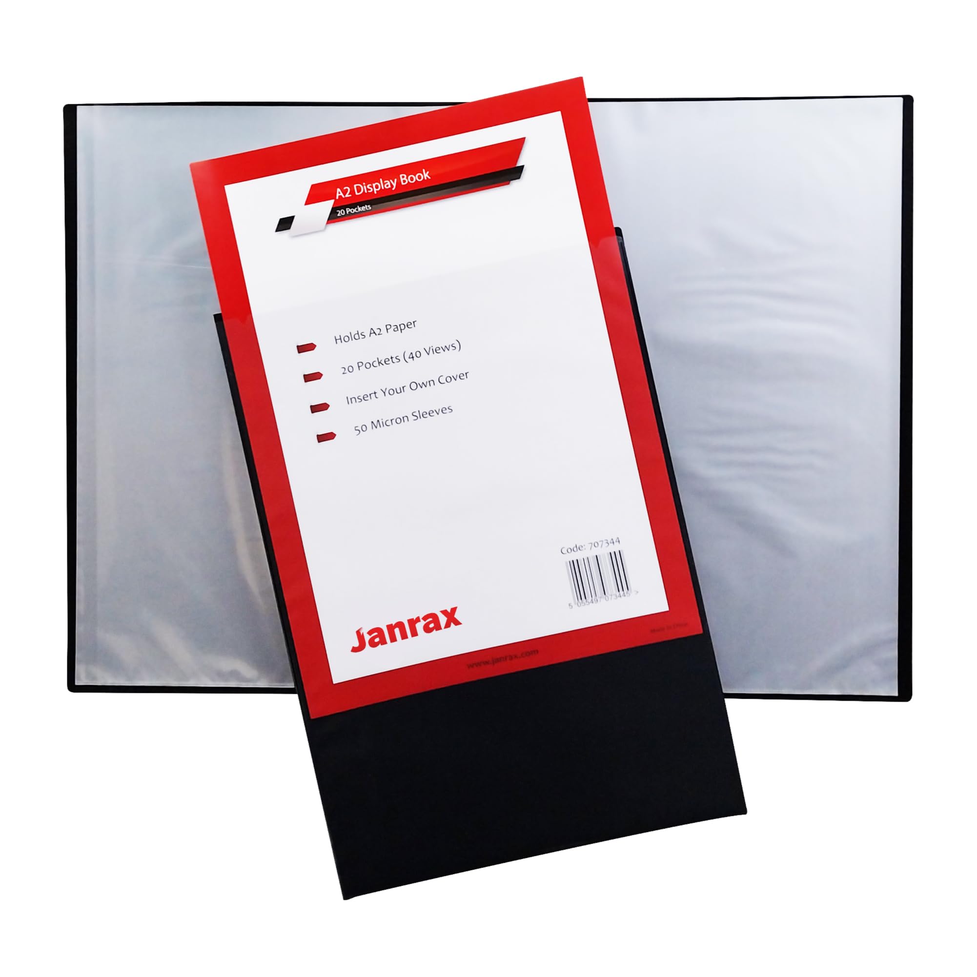 Janrax Black Presentation Display Book (A2 (20 Pockets)) - For Office Project Presentation, School And University Assignment.