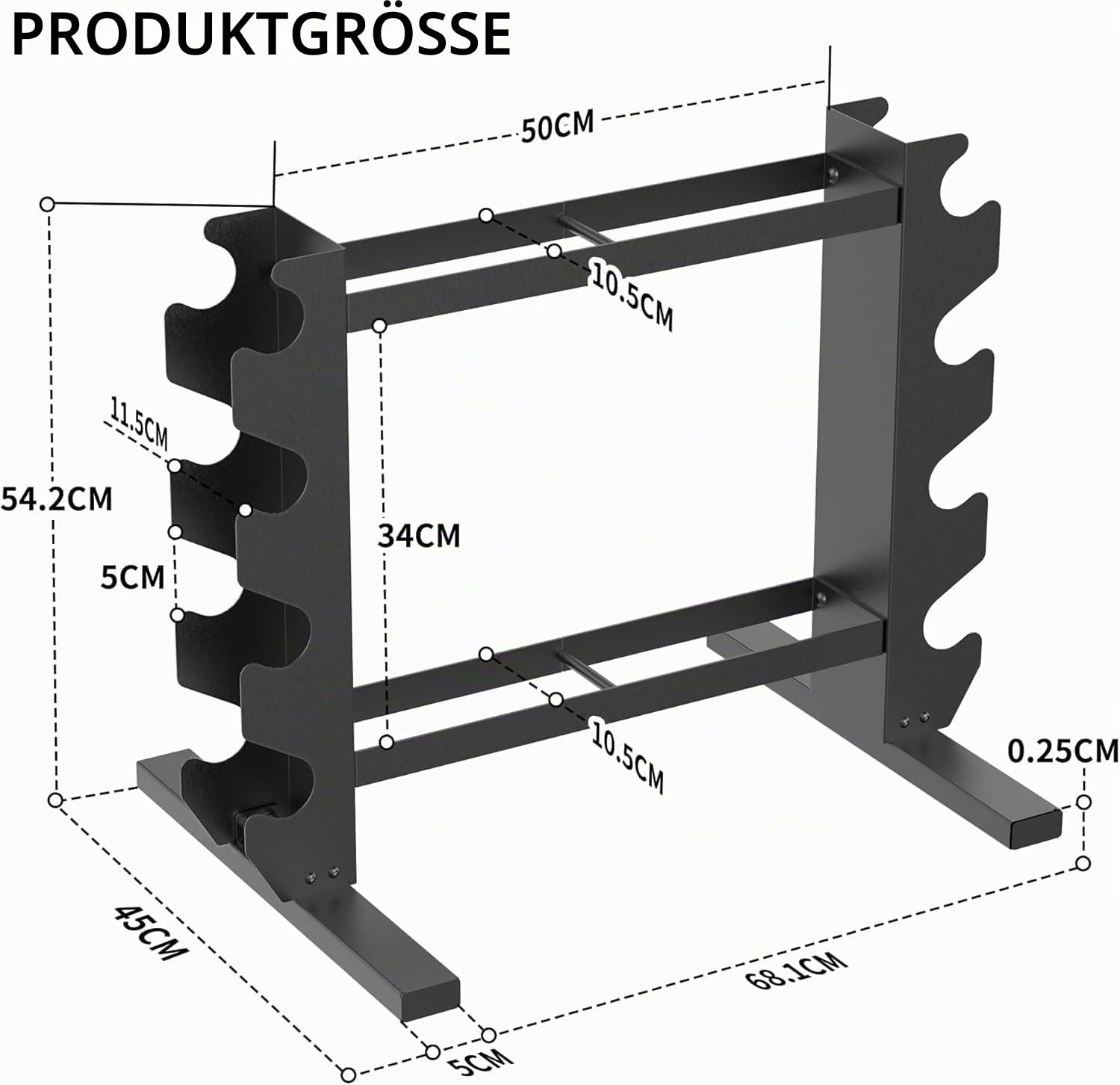 PROIRON Kompakte.stabile Hantelablage 20 Kurzhanteln.Mehrstöckige Hantelablage mit extralangen Stahlrohren (200 kg Belastbarkeit) Hantelständ Gewichtsständ Gewichtsaufbewahrungsständ