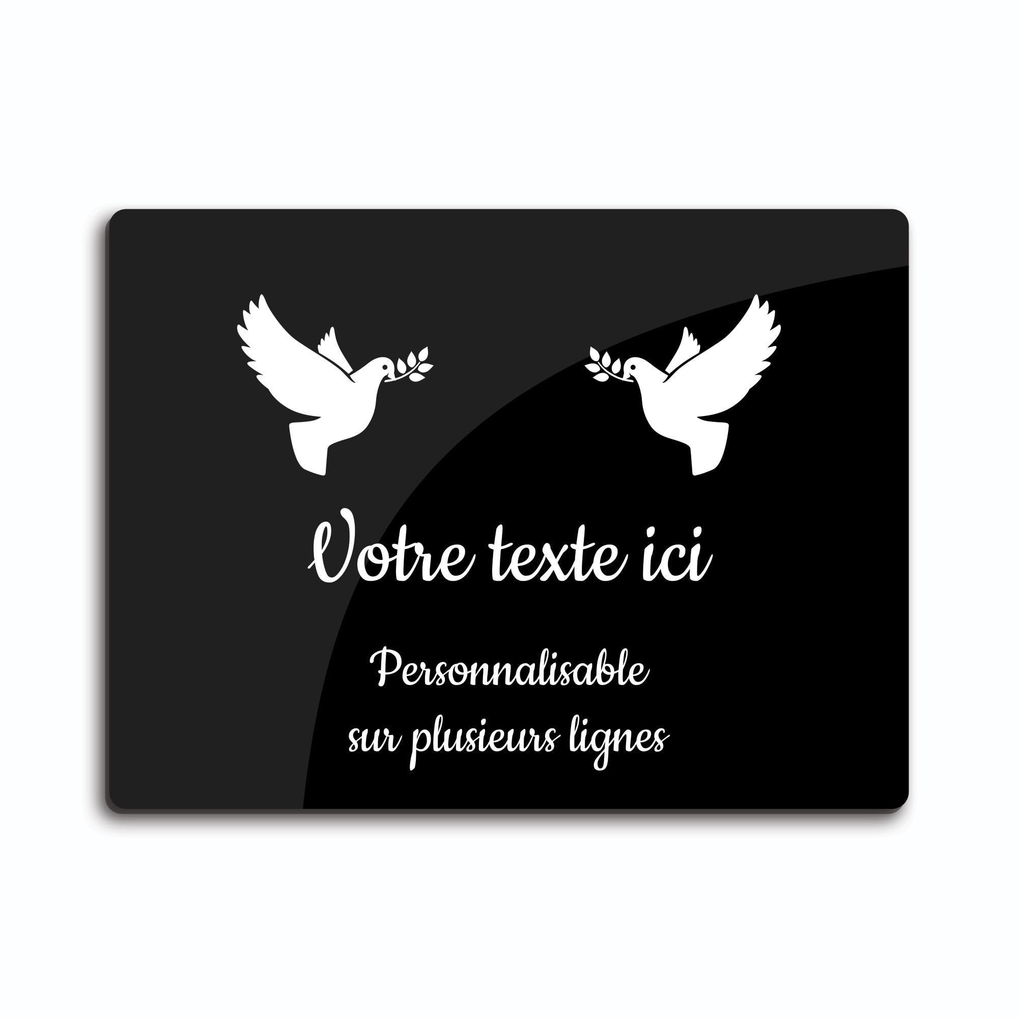 Plaque gravée funéraire motif Papillon autocollante modèle ovale (20x13 cm) personnalisée 1 à 3