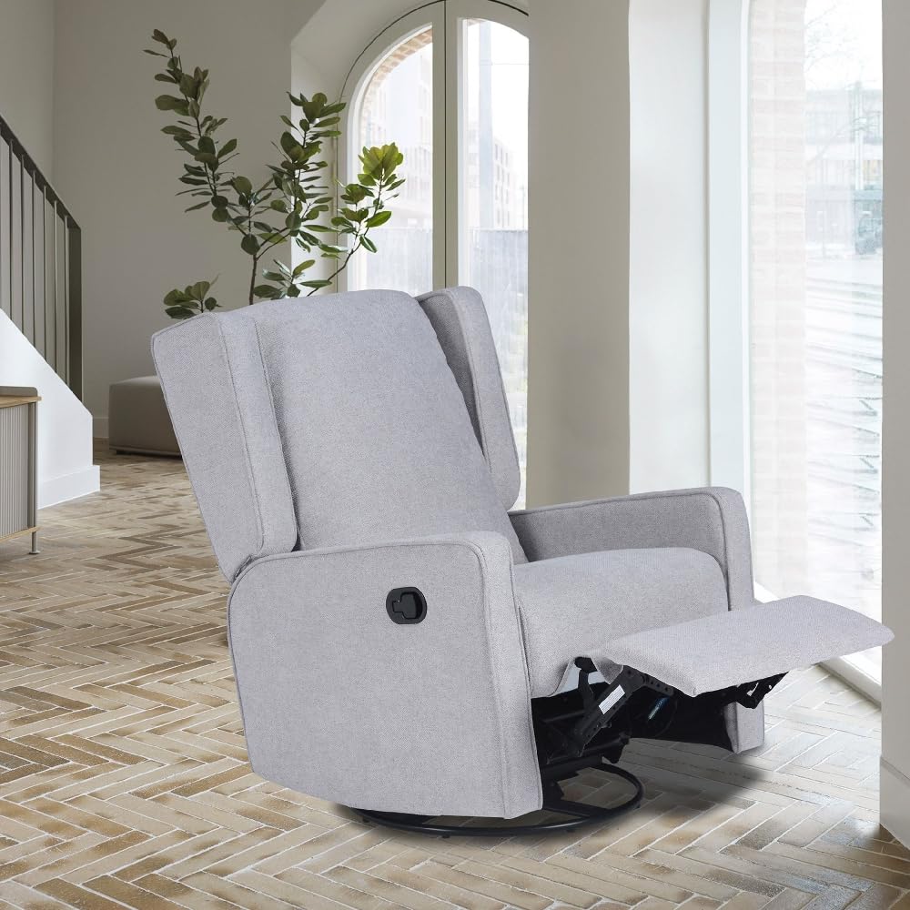 Home Box Laos Fabric Nursing Recliner Armchair with Rocker and Swivel
