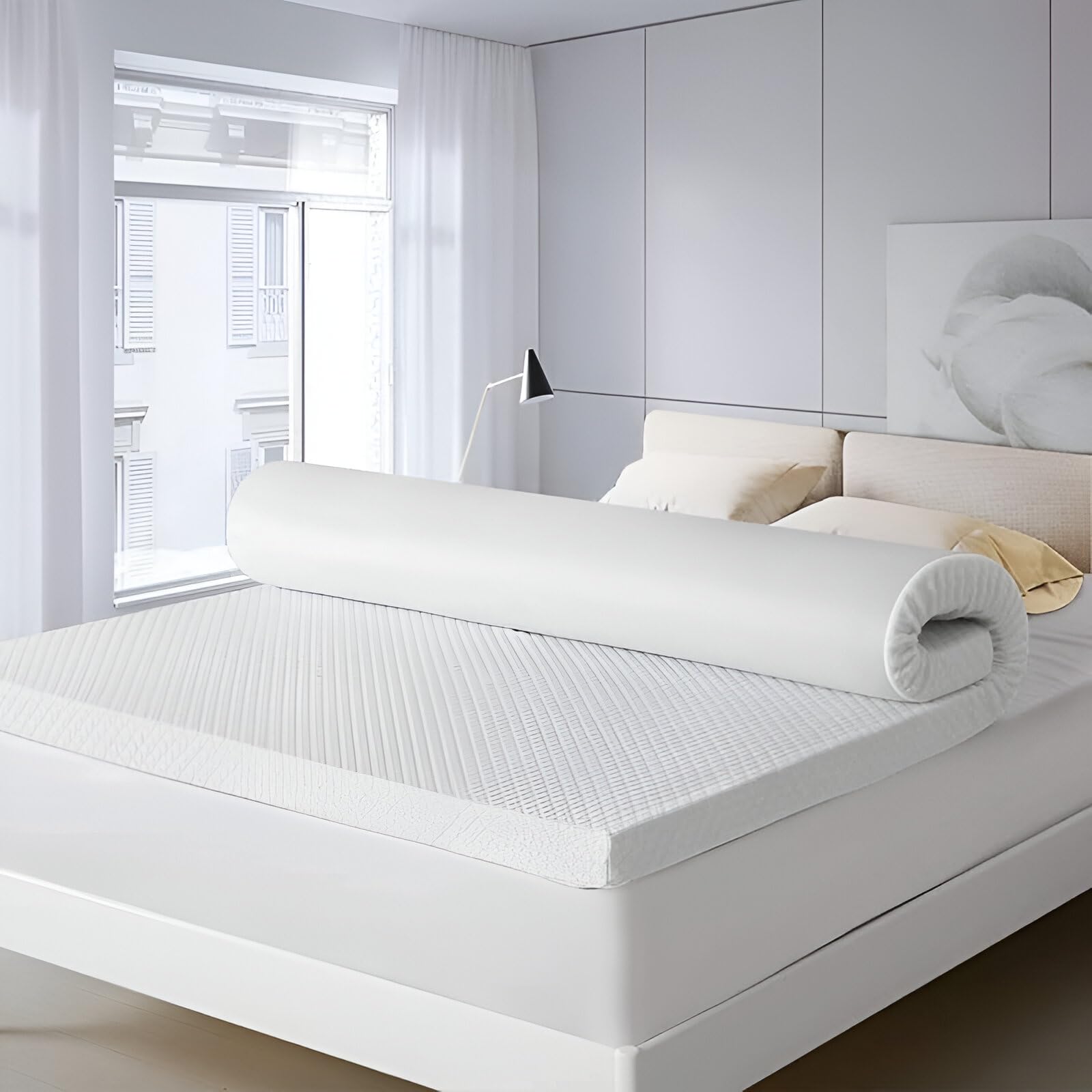 Memory Foam (Visco) Mattress Topper Height of 5 cm With Removable Knitted Fabric Cover (Queen - 150 x 200)