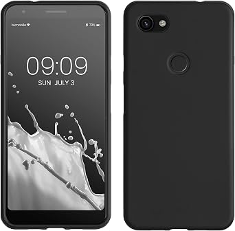 kwmobile Case Compatible with Google Pixel 3a XL Case - Soft Slim Protective TPU Silicone Cover - Black Matte