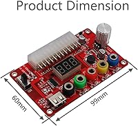 Vista 5 de Nueva versión ATX Fuente de alimentación Breakout Board y kit de estuche acrílico con perilla de voltaje ajustable ADJ, soporta 3.3V, 5V, 12V