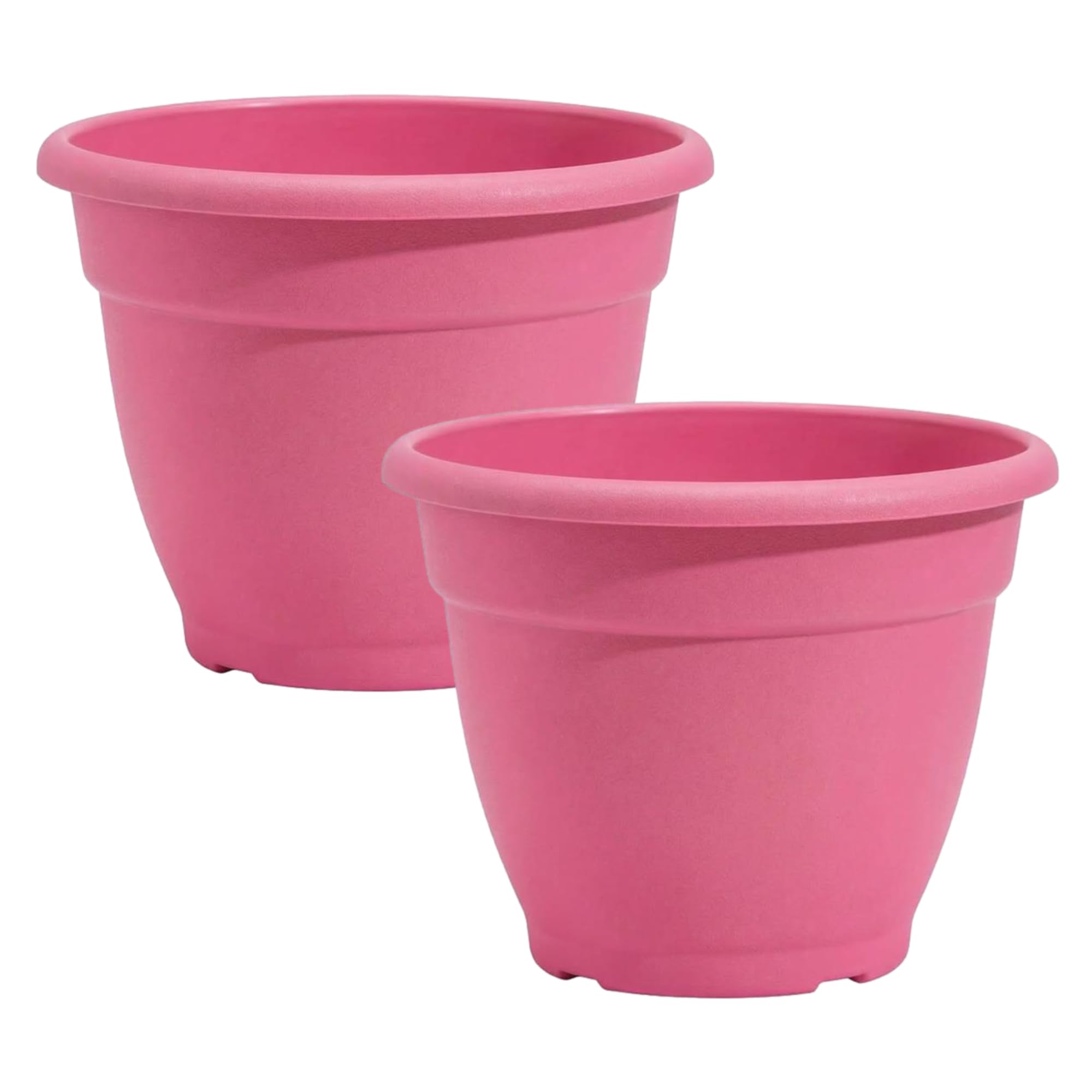 Fyne-Finds Raspberry Pink Round Plastic Plant Pot 30Cm,12Inch 9.5Liters Garden Indoor Outdoor Cover Drainage Holes, Weather, Frost Proof Planter (2, )