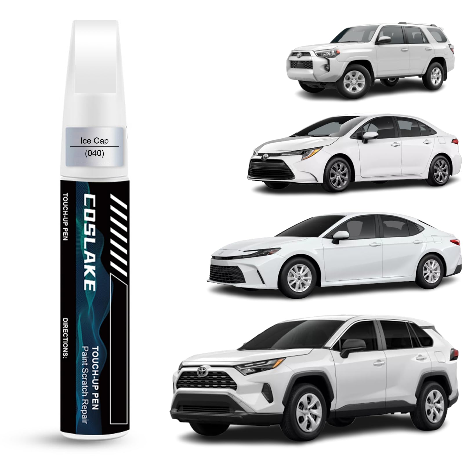Car Touch Up Paint(Ice Cap/Super White(040(Include 2UE/2MQ))) for Toyota, Car Paint Scratch Repair Kit, Quick & Easy Solution to Repair, 2 in 1 Scratch Remover Pen with Color-Matched