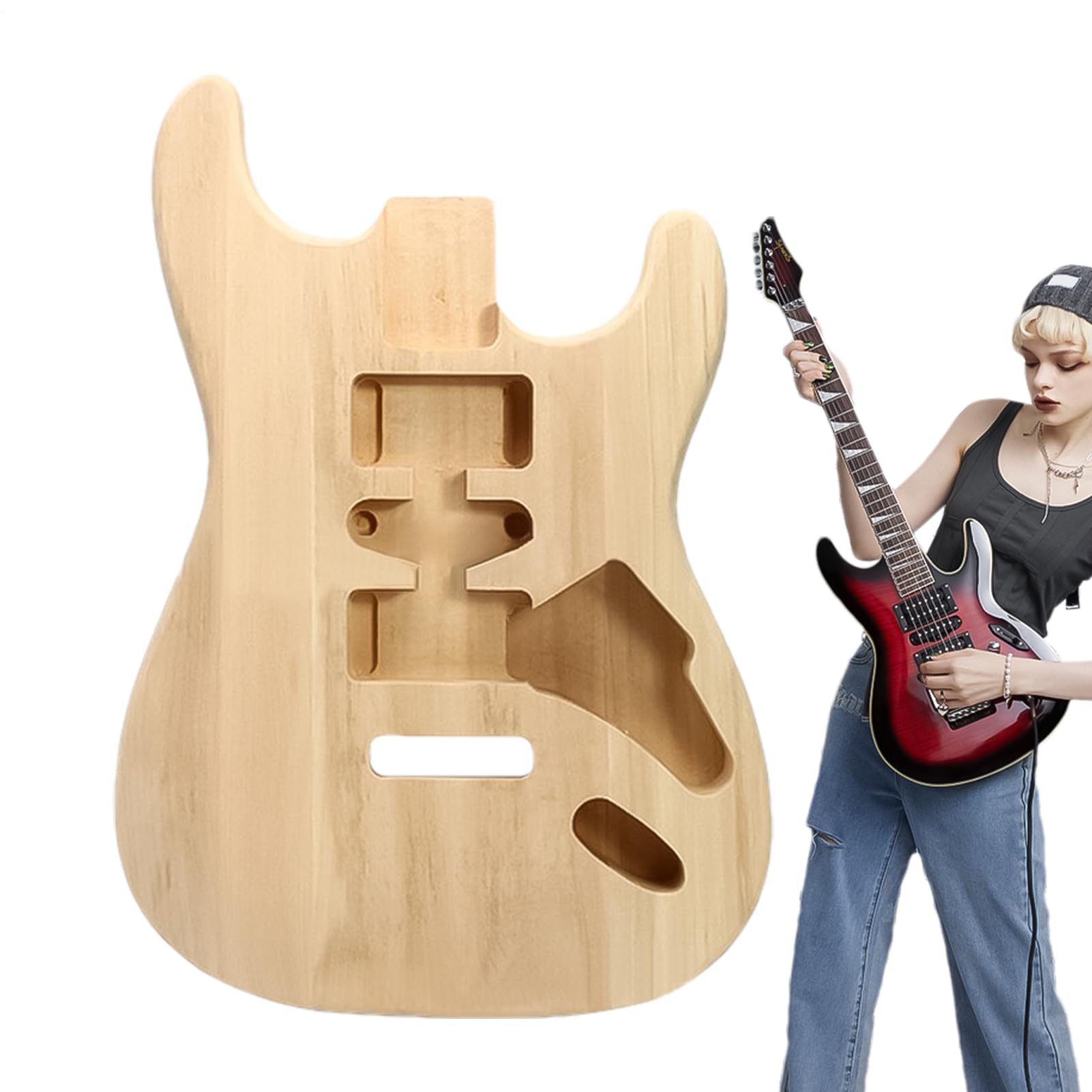 Corpo di Chitarra Non Lavorato Grezzo Accessorio per Costruzione Strumenti | Parte Grezza Non Finita Per Laboratorio Studio Aula Principianti Professionisti Musicisti Hobbisti