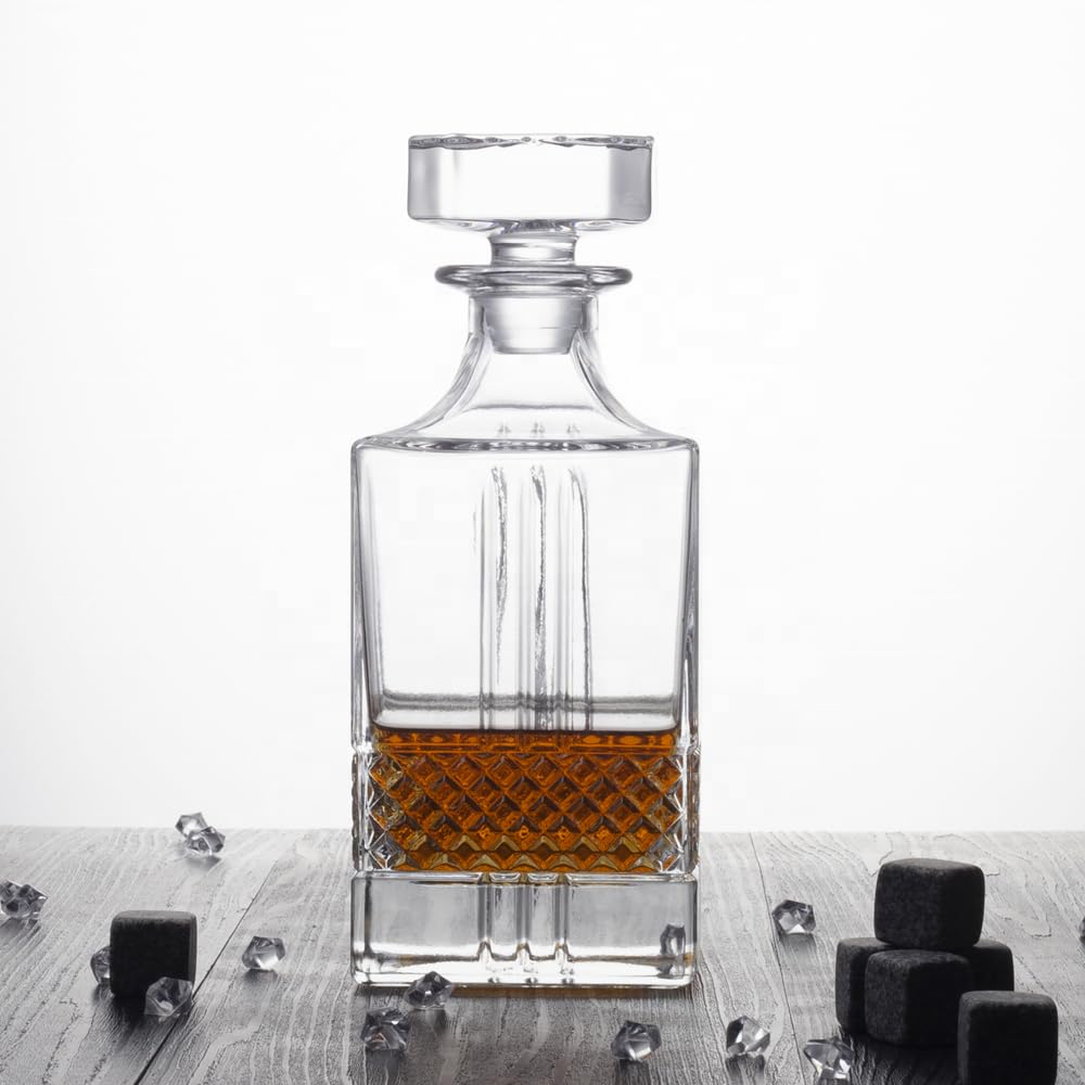 Avastro Whiskey Decanters for Liquor Scotch Bourbon, Novelty Design Wine Glass Bottle, Lead-Free Glass Bottle,Decanter with Stopper 750ml Pack of 1