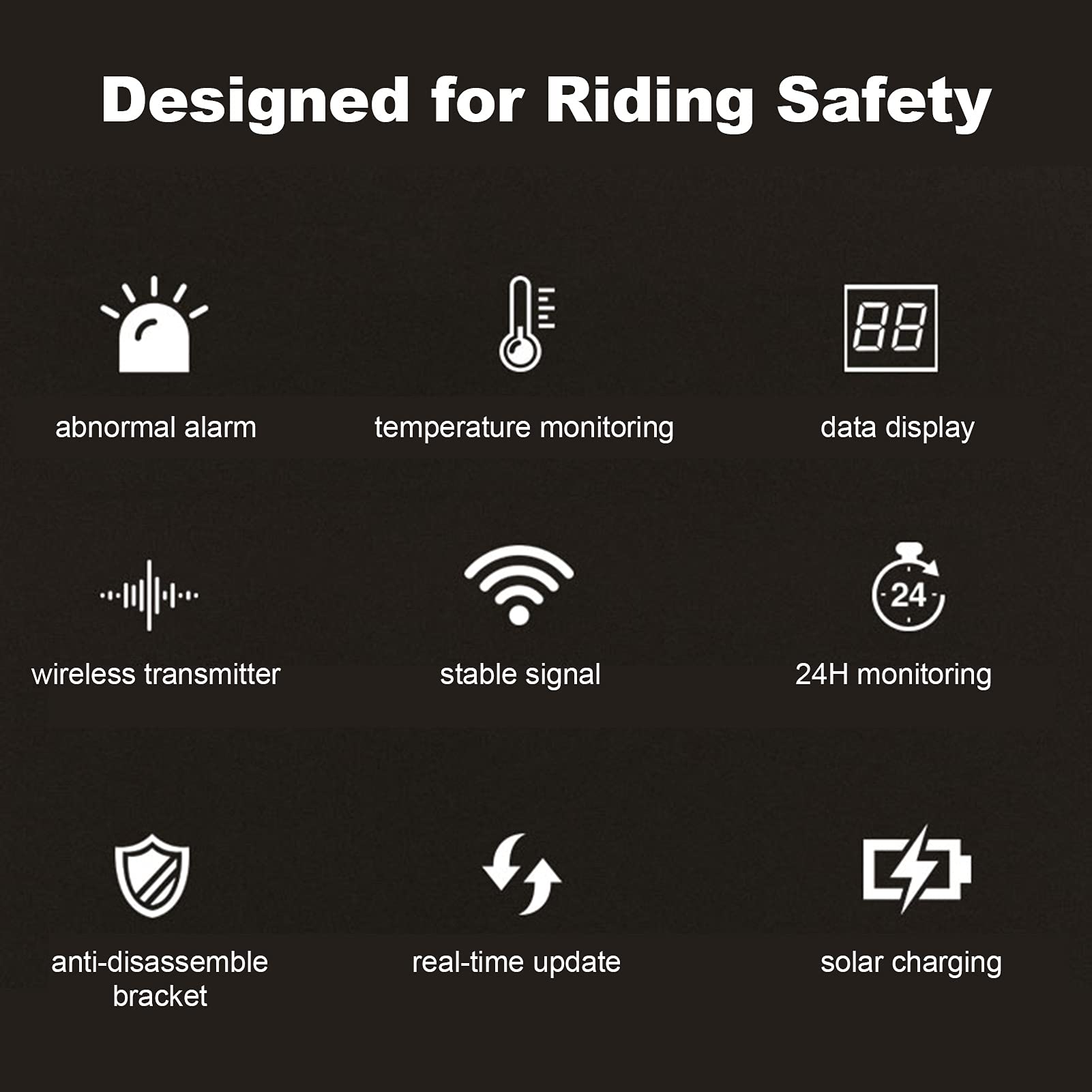 HUIOP Sistema di monitoraggio della Pressione dei Pneumatici,Sistema di monitoraggio della Pressione dei Pneumatici TPMS per motocicli Ricarica Solare Wireless IP67 Impermeabile con 2 sensori Esterni
