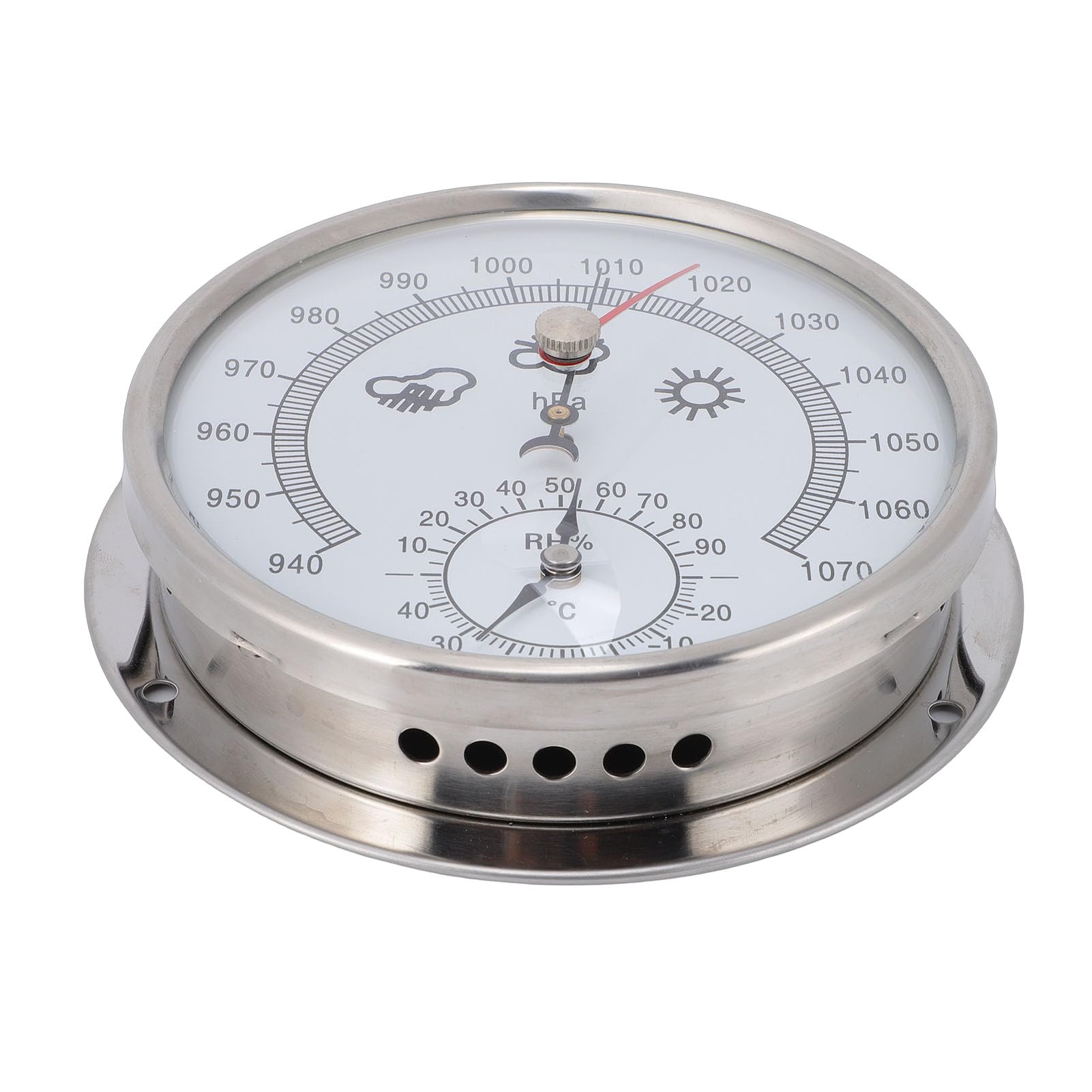 Termometro igrometro barometro da 5,2 pollici, elegante stazione meteo portatile con misurazioni accurate, per giardino, ufficio, soggiorno, in acciaio inox