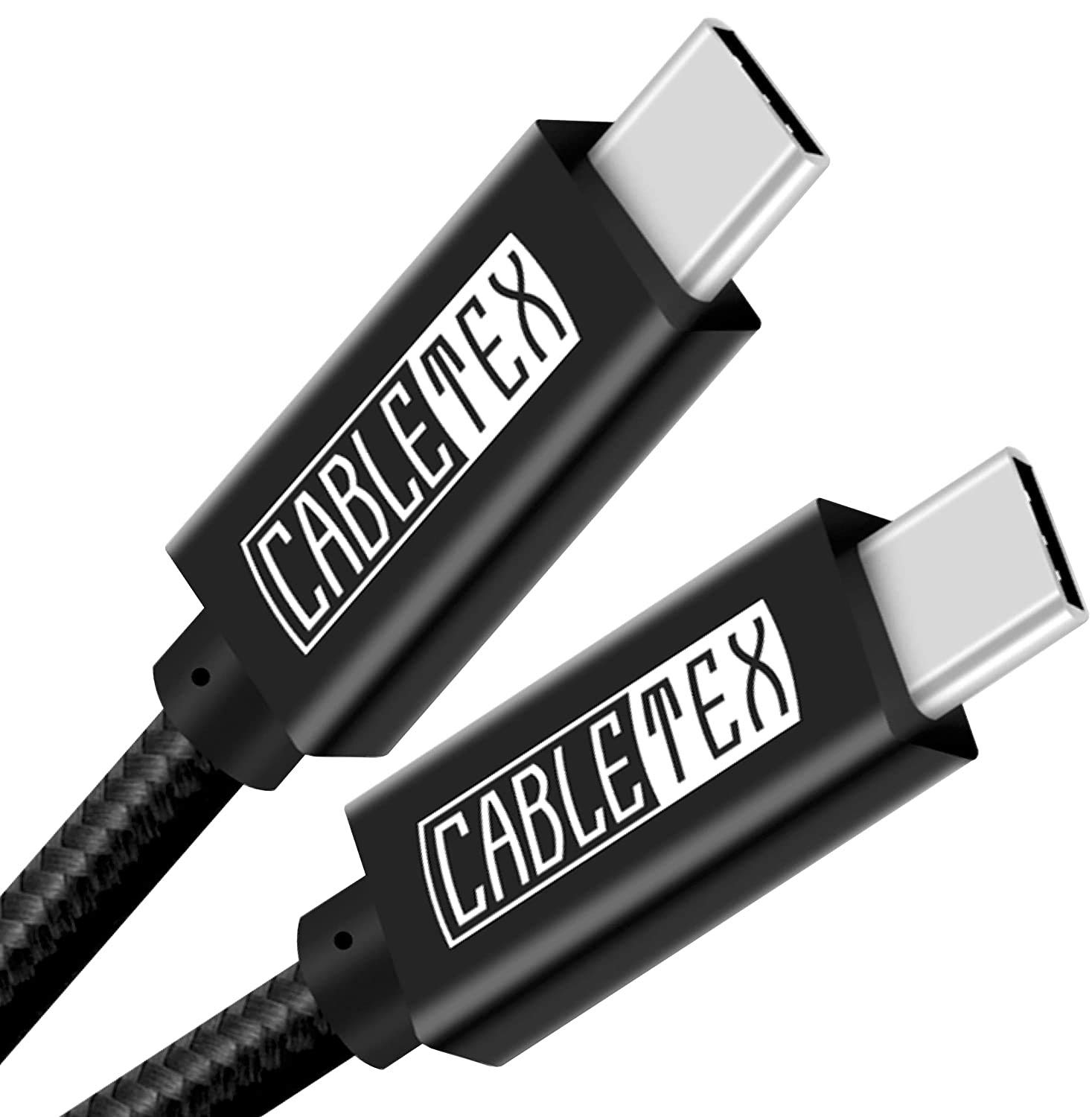 CABLETEX 2m USB C Monitorkabel zu Typ-C 3.2 Gen 2, 100W Power Delivery, 10GBit/s, für Thunderbolt 3 Bildschirme/Displays, Laden, Video- und Audioübertragung - Schwarz (Packung mit 2)