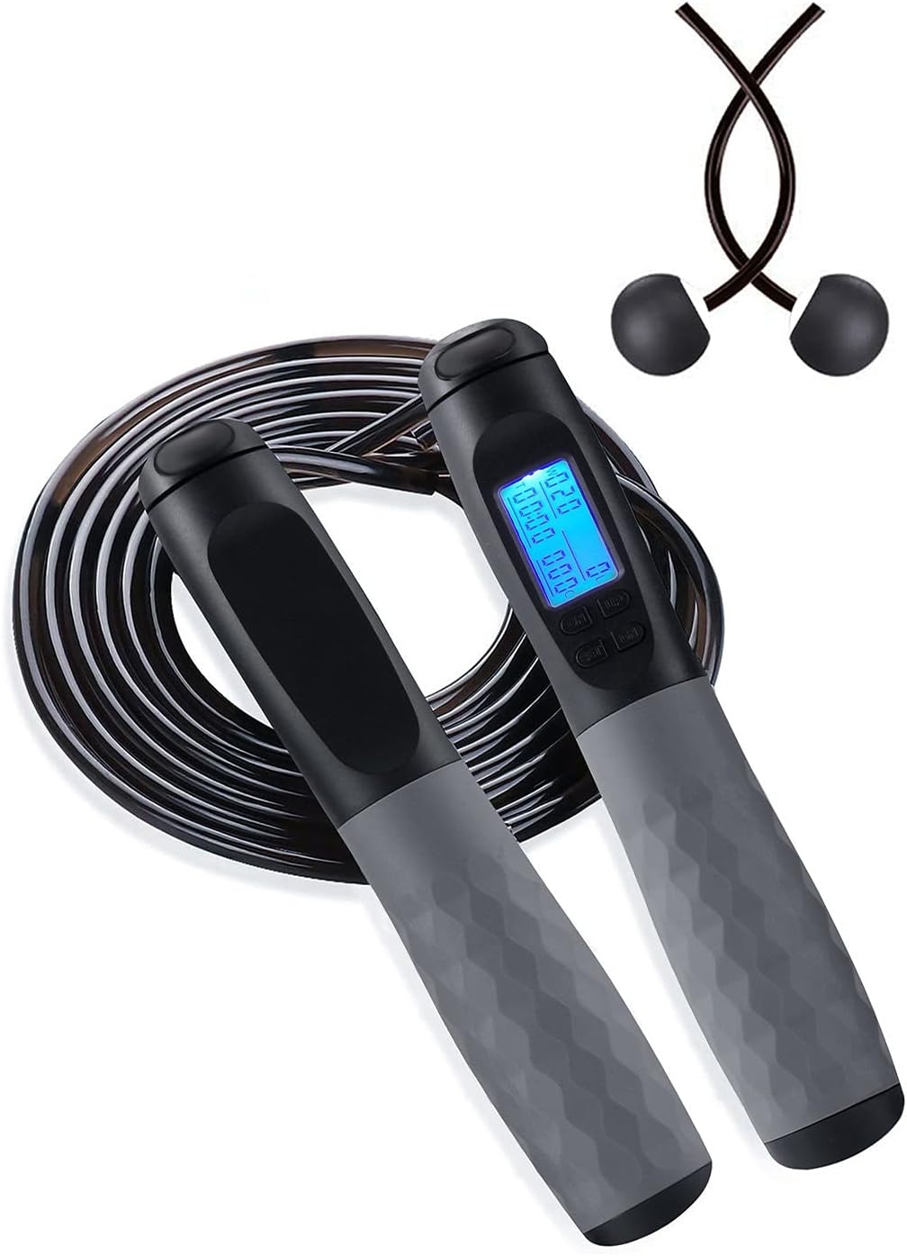 Ourea Weighted Jump Rope for Fitness, Cordless Jump Rope for Kids, Men and Women with Calorie Counter and Alarm Reminder, Speed Skipping Rope with Adjustable Length for Crossfit, Working out, Exercise