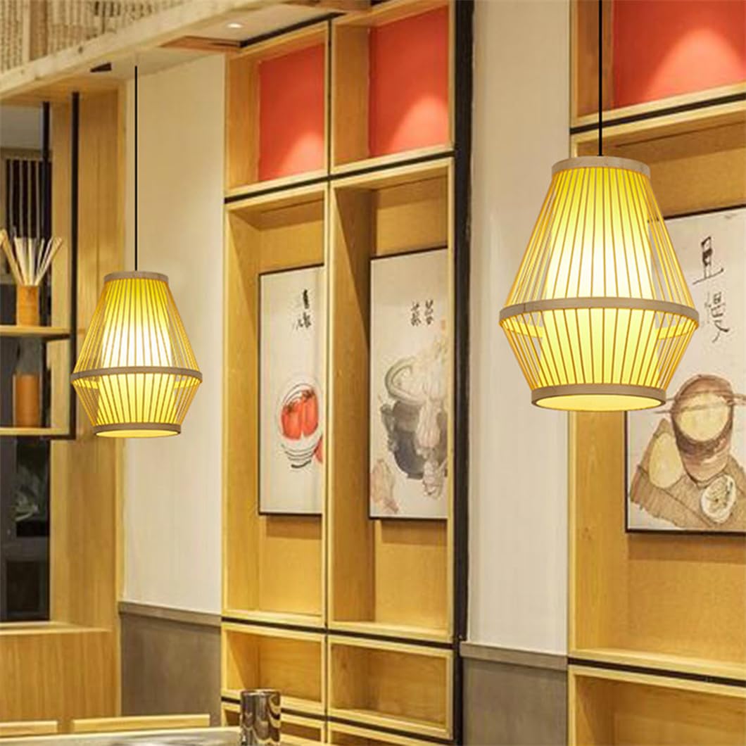 Lampa wisząca z naturalnego bambusa dwuwarstwowa lampa wisząca z drewnianą baldachimem antyczna pojedyncza lampa wisząca lampa sufitowa lampa wisząca