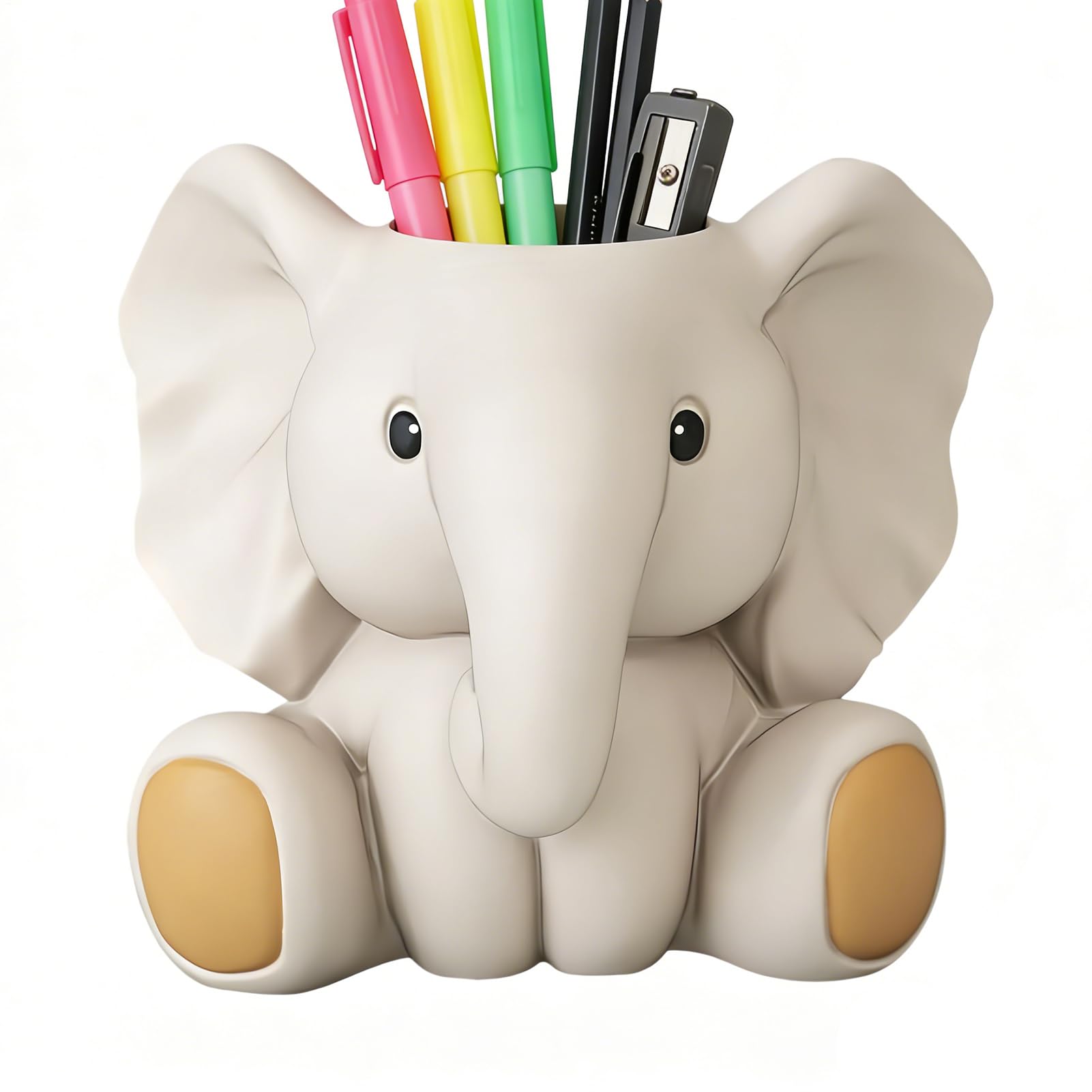 Pot à crayons éléphant en résine pour bureau et pinceaux