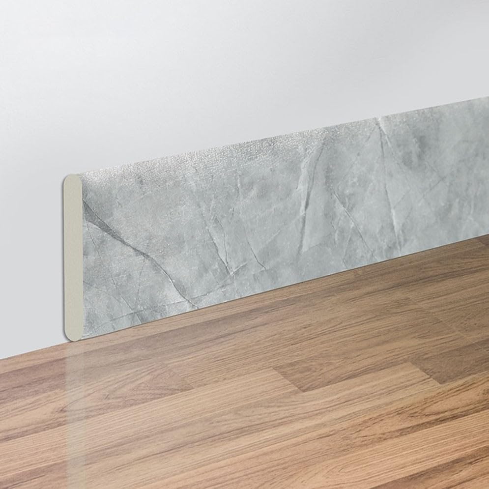 Oceanlend Self-Adhesive Marble Patterned Skirting Board, Marble Patterned Skirting Board, for Wall Corners, Table Edges, Kitchen Counters, and Gas Pipe, 8 * 200cm(Grey Texture)