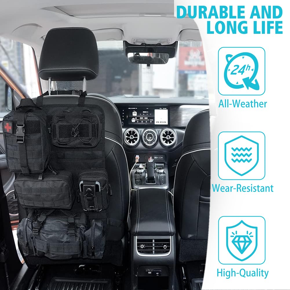 Organizer tattico per sedile posteriore dell'auto, con 5 tasche Molle staccabili, da appendere, in tessuto Oxford, organizer per auto e camion