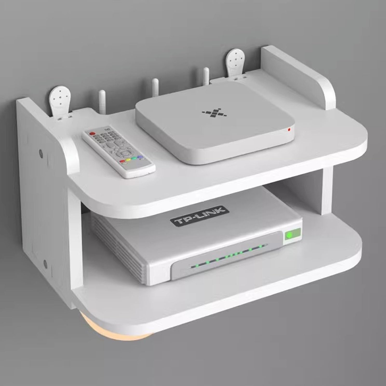 Router-Wandhalterung, WLAN-Router-Aufbewahrungsbox, Kabelmanagementbox, Multifunktions-Aufbewahrungsregal, Router-Schrank for Das Homeoffice(34 * 19.5 * 13cm)