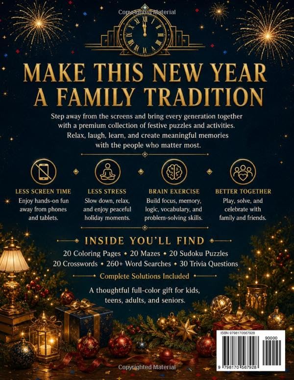 The Premium New Year’s Activity Book for the Whole Family: Deluxe Full-Color Edition with 370+ Festive Puzzles & Activities for Kids, Teens, Adults & Seniors (New Year's Eve Puzzle Collection) image 3