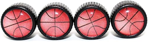 Miniatura 5 de BENBW - Juego de 4 tapas de válvula de neumático de coche estilo baloncesto de aleación de zinc