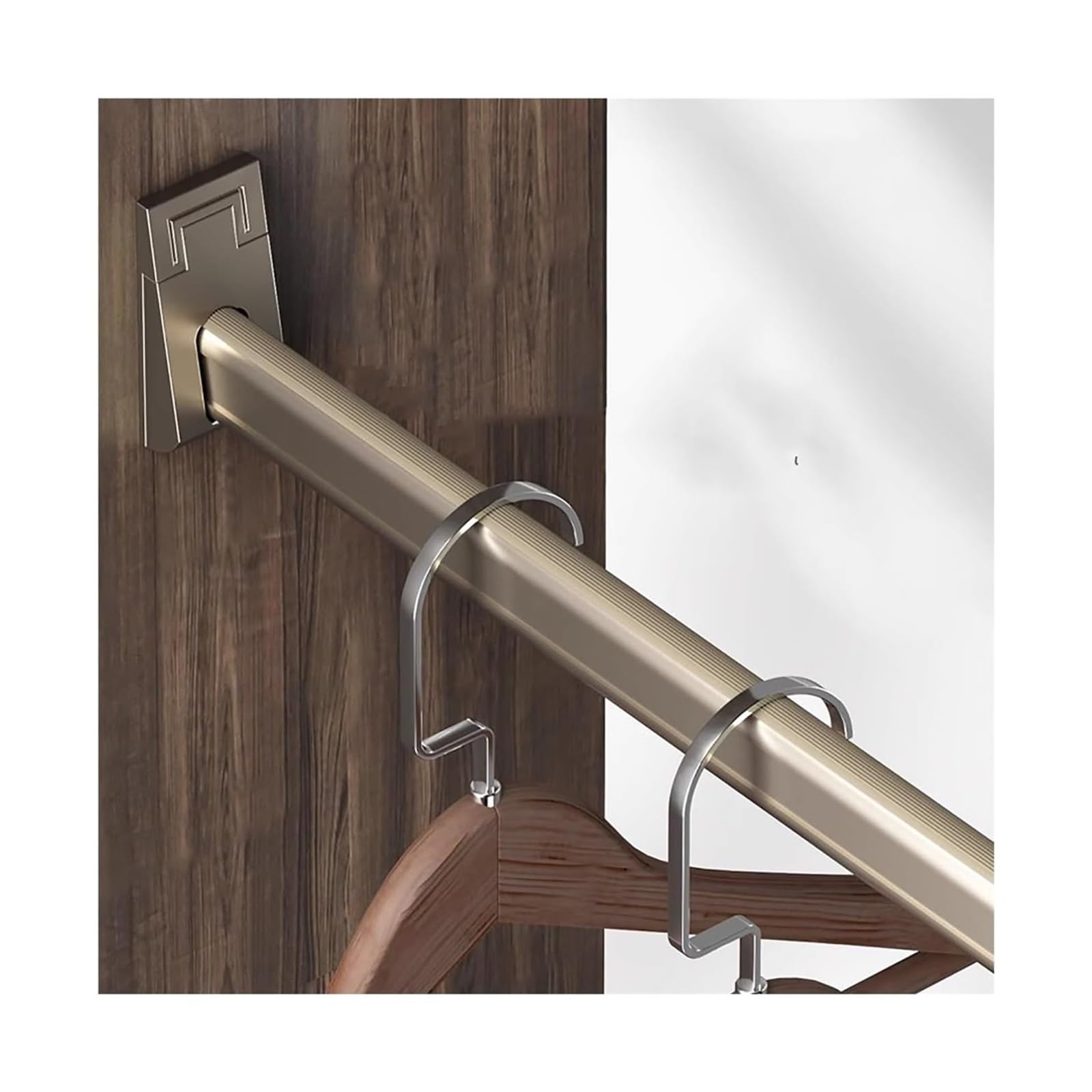 Clothes Rail for Wall, Metal Closet Bar for Hanging, Thick Garment Pole(Champagne Color,150cm/59in)