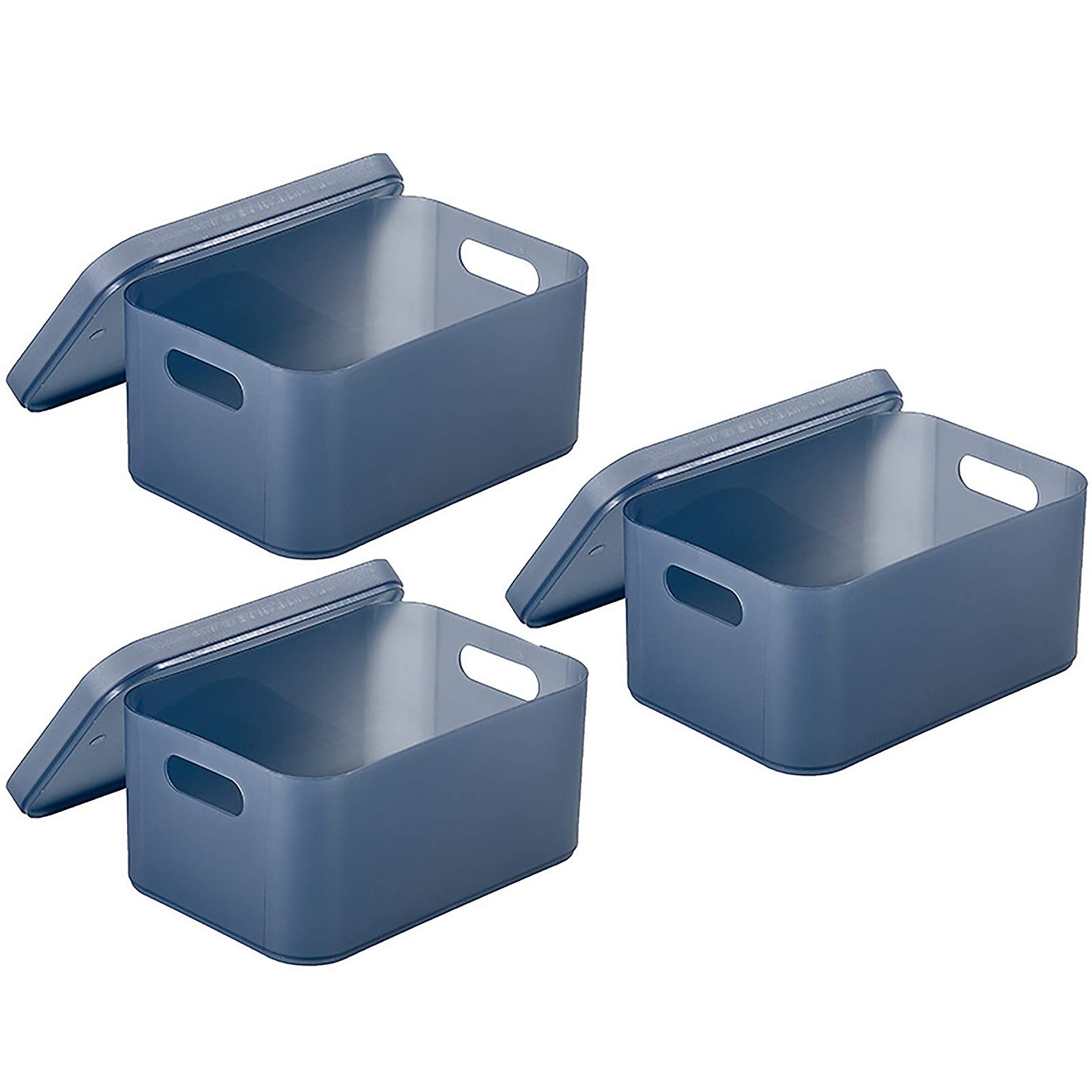 Boîte de Rangement pour Cosmétiques Boîte de Rangement Bureau cosmétique Masque en Plastique avec boîte Finition Table Maquillage Couvercle pour Commode et Salle de Bain(Blue)