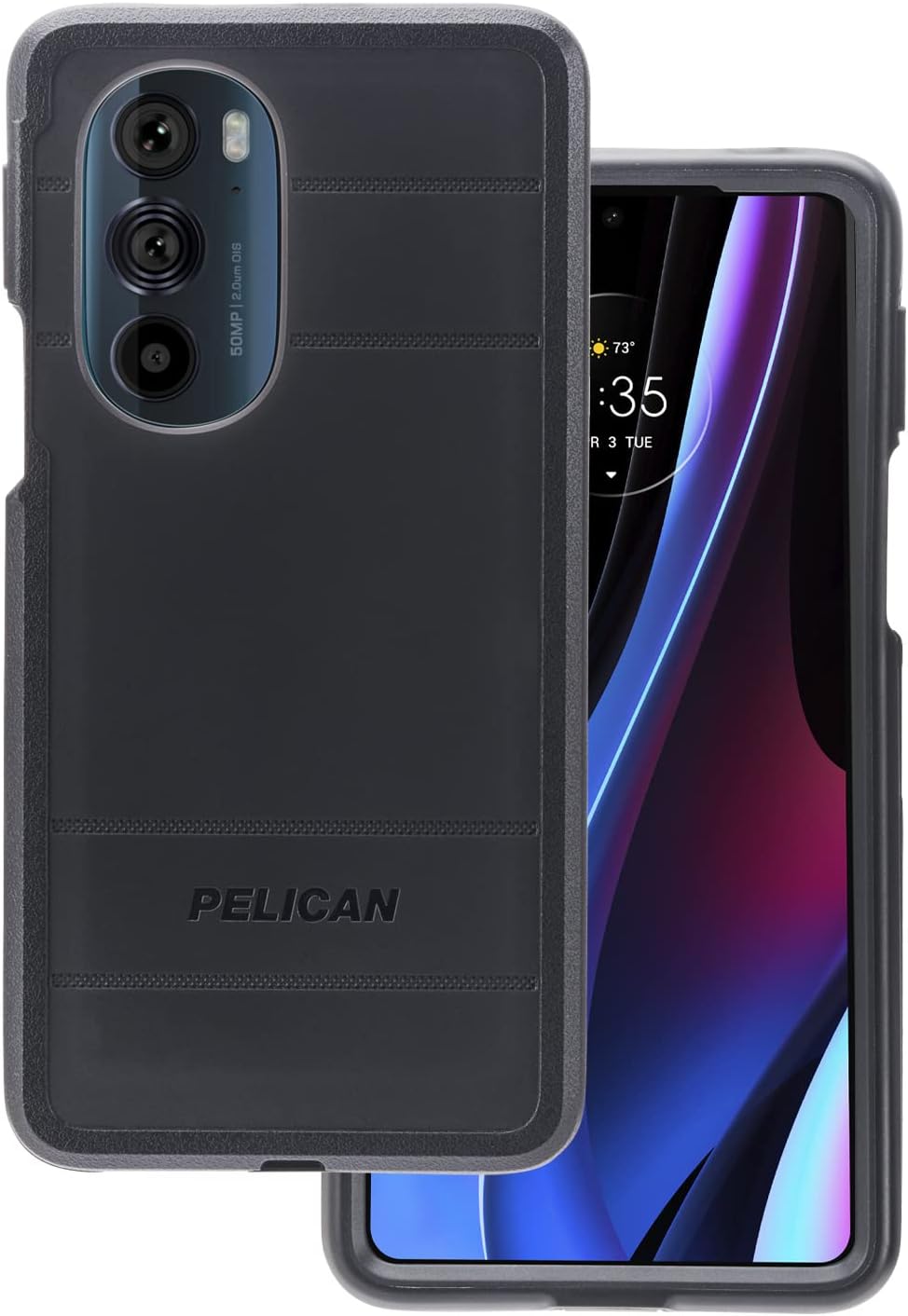 Pelican Voyager Series - Motorola Edge Plus 2022 Case [Wireless Charging Compatible] [Anti-Scratch] Heavy Duty Rugged Phone Case w/Belt Clip Holster Kickstand [18FT MIL-Grade Drop Protection] - Black