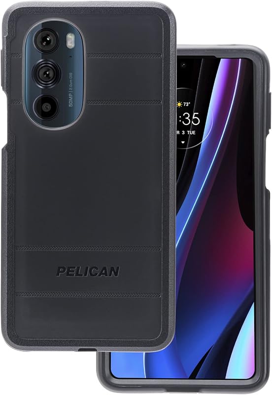 Pelican Voyager Series - Motorola Edge Plus 2022 Case [Wireless Charging Compatible] [Anti-Scratch] Heavy Duty Rugged Phone Case w/Belt Clip Holster Kickstand [18FT MIL-Grade Drop Protection] - Black