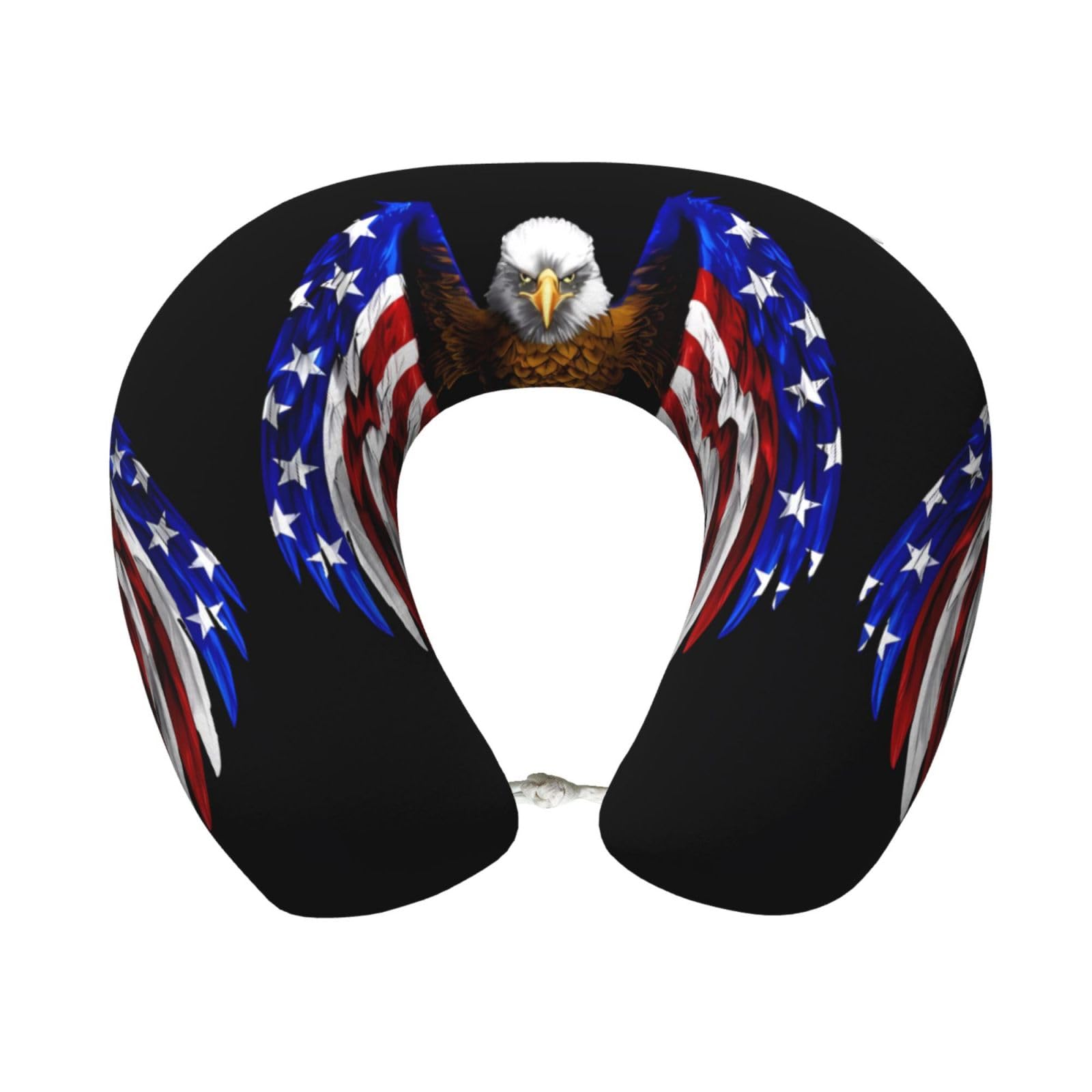 peiyeety Comfortable USA Flag Patriotic Eagle Print Memory Foam Travel Pillow - U-Shaped Neck Support for Trips, Office Naps, and More