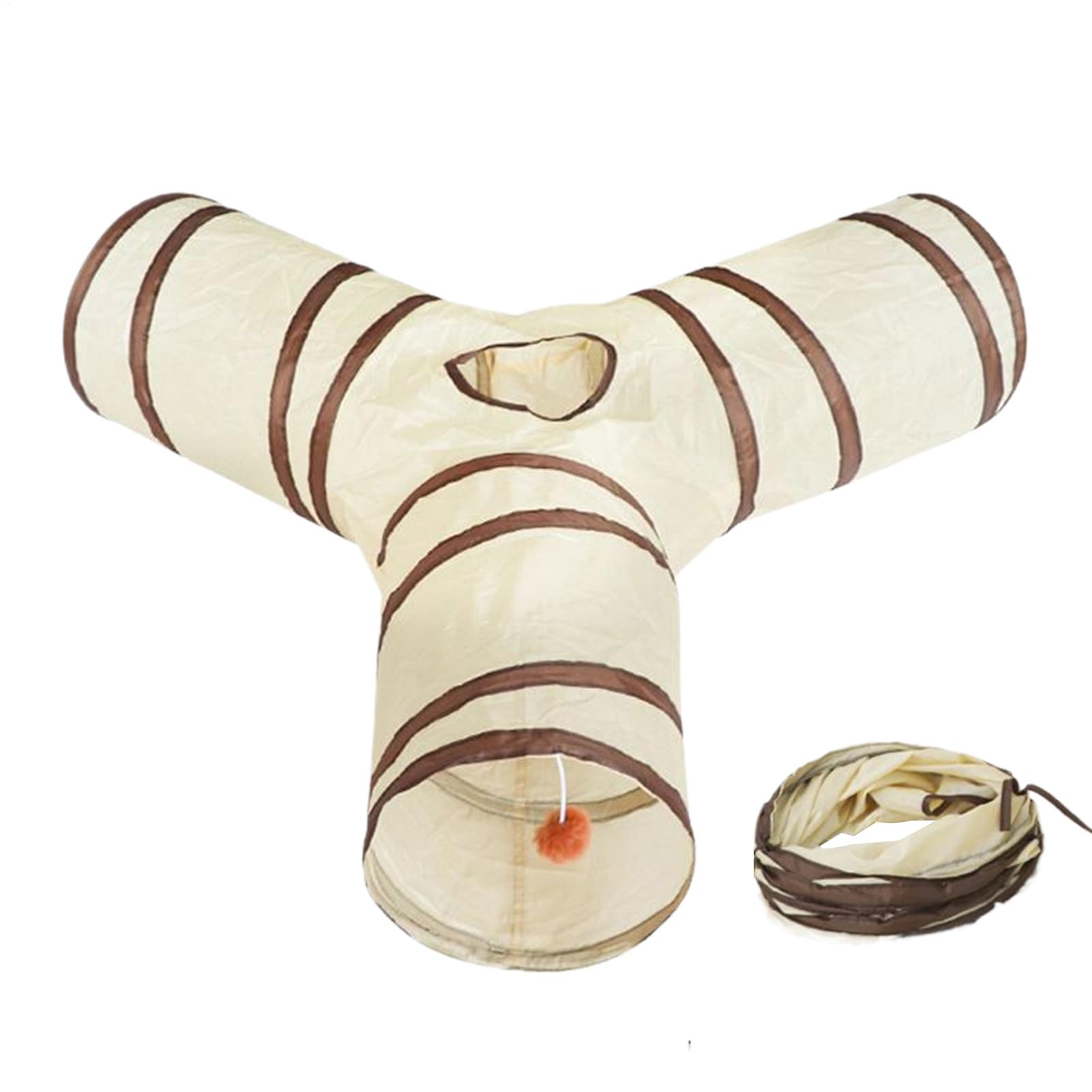 Cat Play Tunnel - 3-Way Tunnels for Indoor Cats - Pet Supplies with Peek Hole Ball for Indoor Kitten Small Animal Rabbit Boredom Sleeping Exercise Stimulation Play