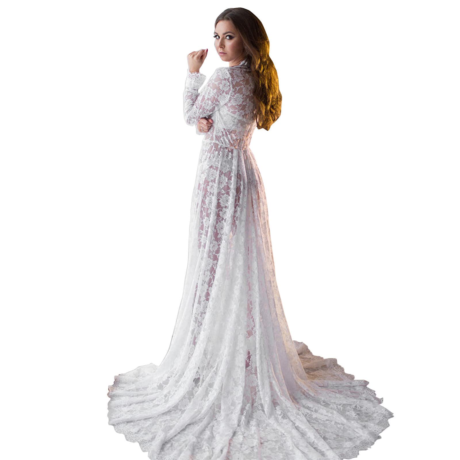 Vestiti Premaman Donna Invernali Estivi per La Fotografia Abito Servizio Fotografico Girocollo Plissettato Vestito di maternità Gravidanza Photoshoot Solido con Maniche Corte