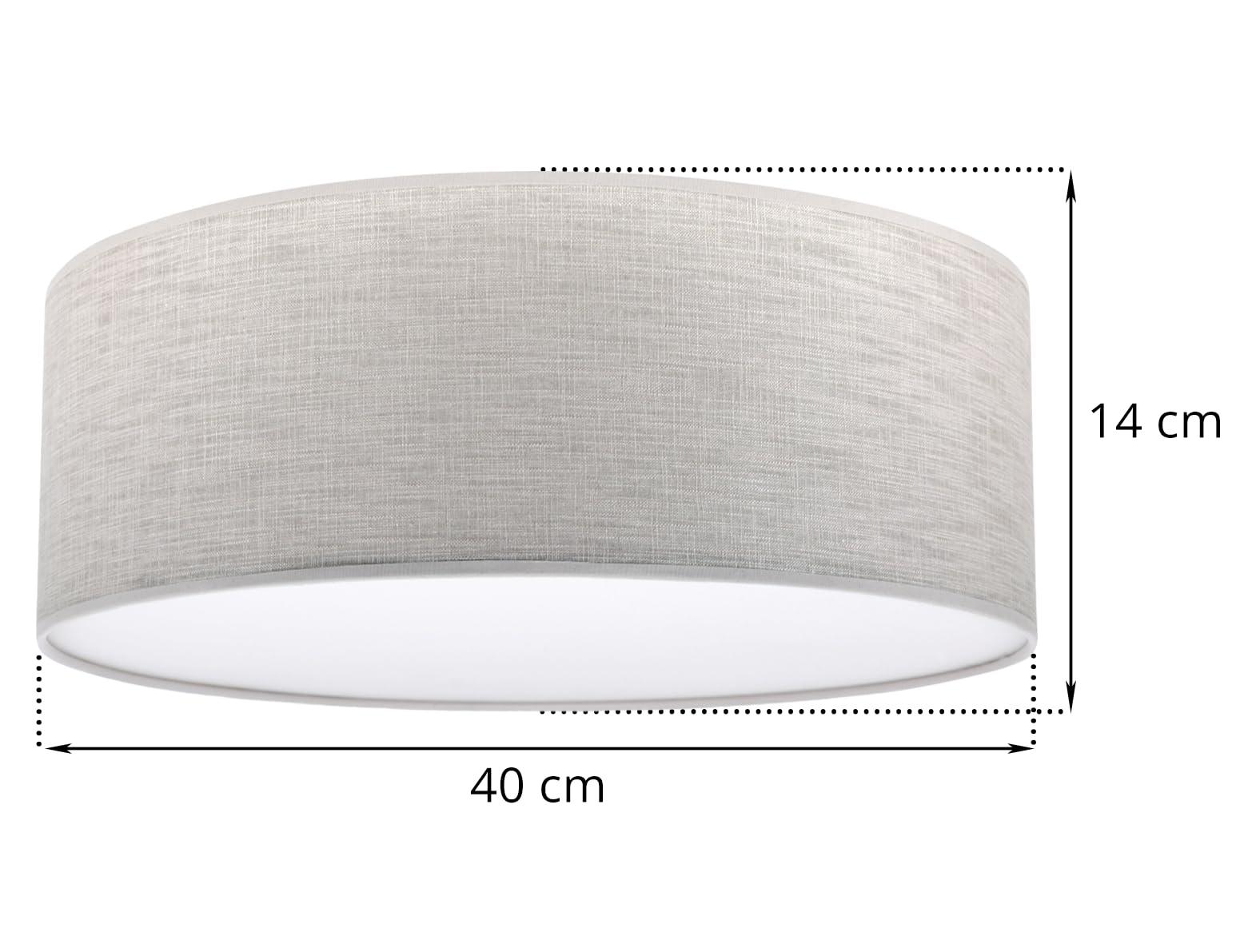 Light-Home Stone sufitowy żyrandol - Nowoczesna modern lampa na sufit do sypialni salonu i kuchni w stylu loft - tkanina - E27 z 1 punktem światła - klosz jasny beż 40cm