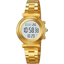 BESTKANG Womens Digital Watch Stainless Steel Watch for Women Waterproof Dual Time Date Watch Womens Business Watch