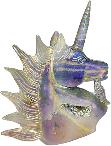 Miniatura 1 de Piedra para aliviar la ansiedad ágata natural geoda unicornio titanio cristal gris caballo calavera cuarzo minerales especímenes decoración curativa