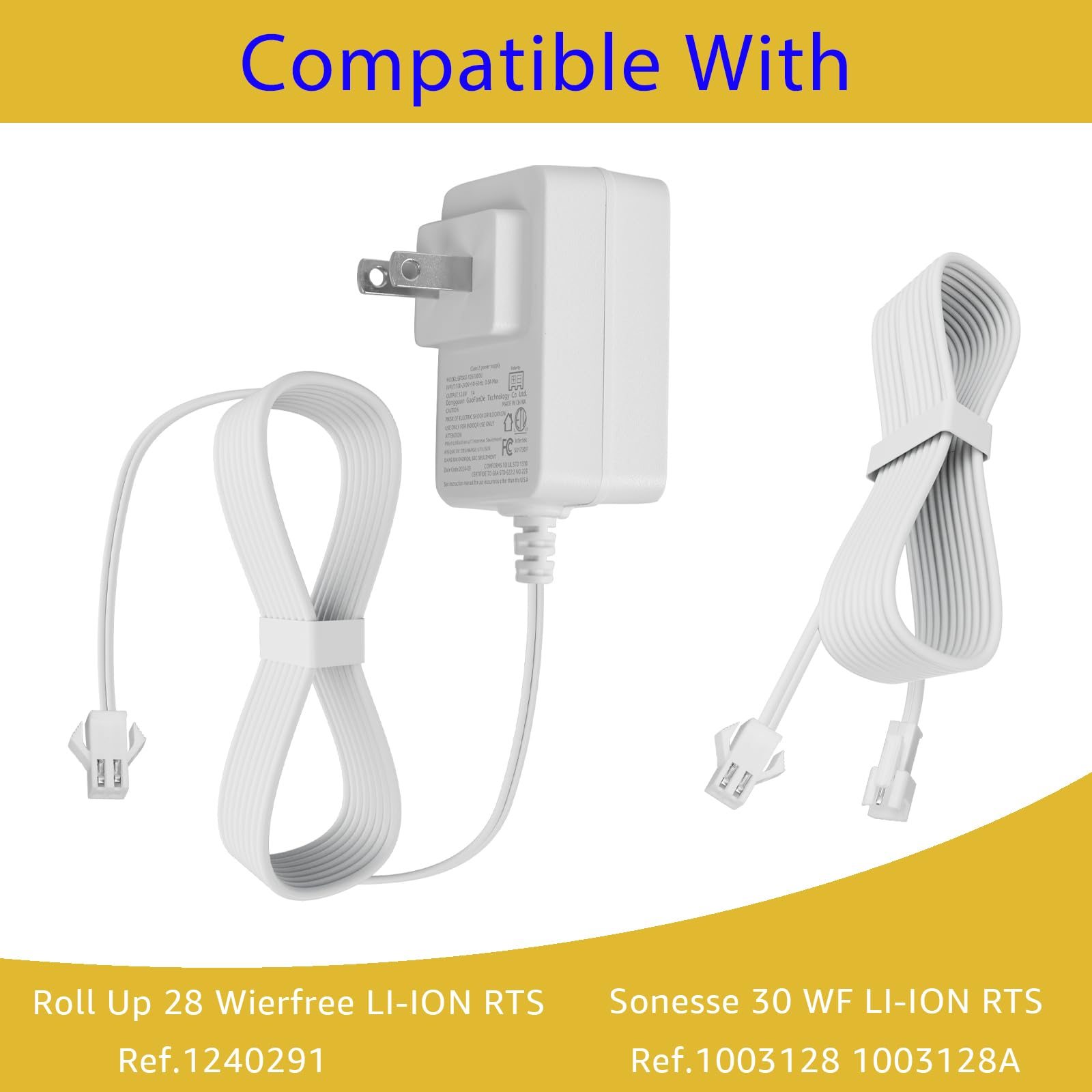 SigeIy 13.3V Charger Compatible With Somfy Sonesse Wirefree Motors – 8-Hour Charge, 198" Cable, For Sonesse ST30 & R28 (Replaces 9020672)