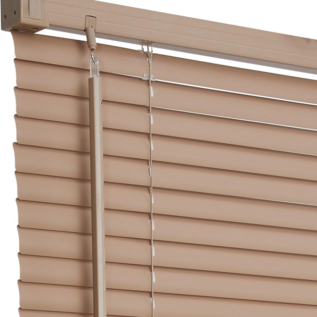 INMOZATA 25mm Thin Slat PVC Venetian Blind, Easy Fit Trimmable Window Blind for Home, Office & Kitchen(Khaki, 45Wร150H cm)