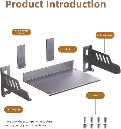 Miniatura 7 de Organizador de cocina montado en la pared, estante para especias para microondas, resistente y fácil de instalar (grande)
