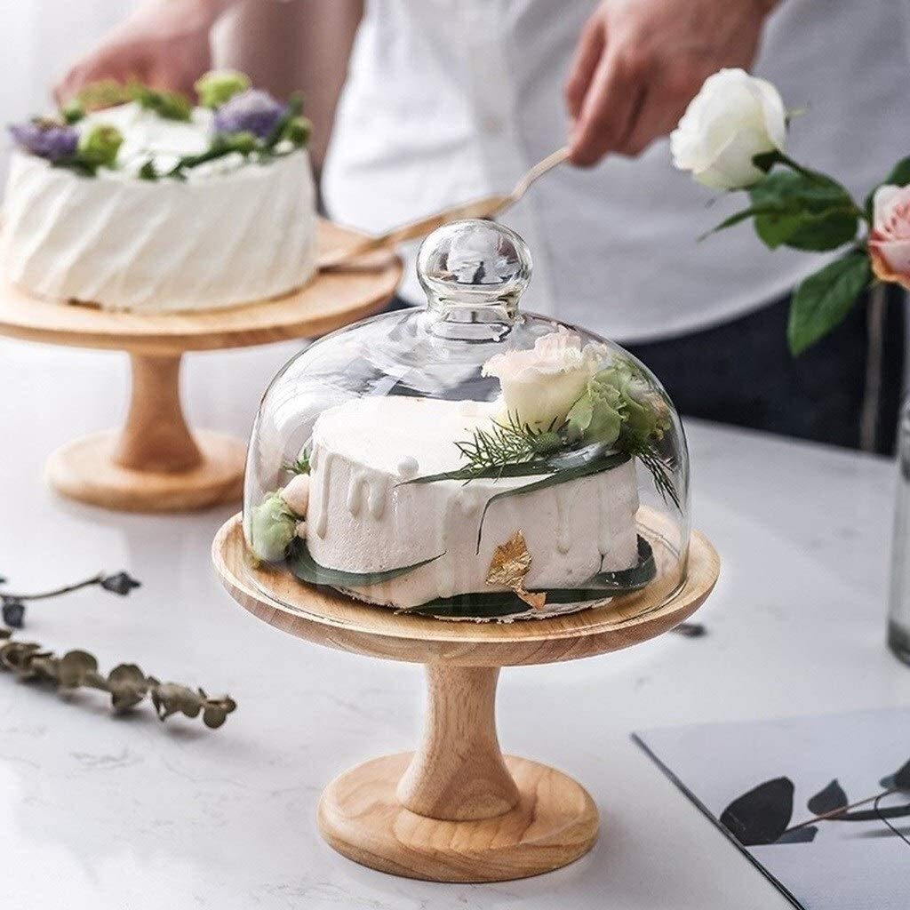 Présentoir à gâteaux en Bois, boîte à gâteaux, Fromage, Salade, Couvercle de Conservation, dôme Anti-poussière en Verre (Taille : 8 Pouces) (10 Pouces)