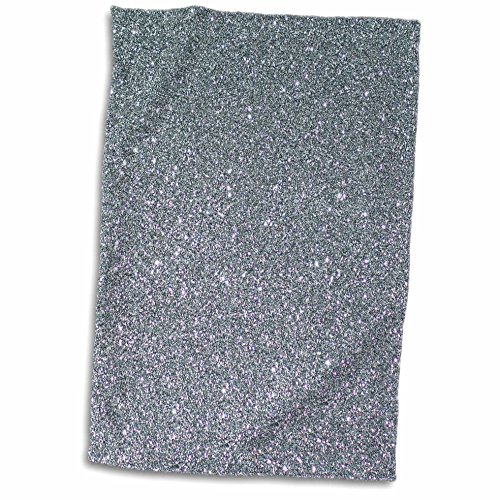 3D Rose Silver Glamour Glitter Style Hand Towel, 15" X 22" #TOP28