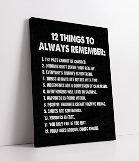 Inspirational Motivational Quotes 12 Things To Always Remember Black Framed Wall Art Canvas Prints Decor, 11''x 14'',Positive Sayings Wall Art Inspirational Gifts Decorations For Bedroom Dorm Classroom Office