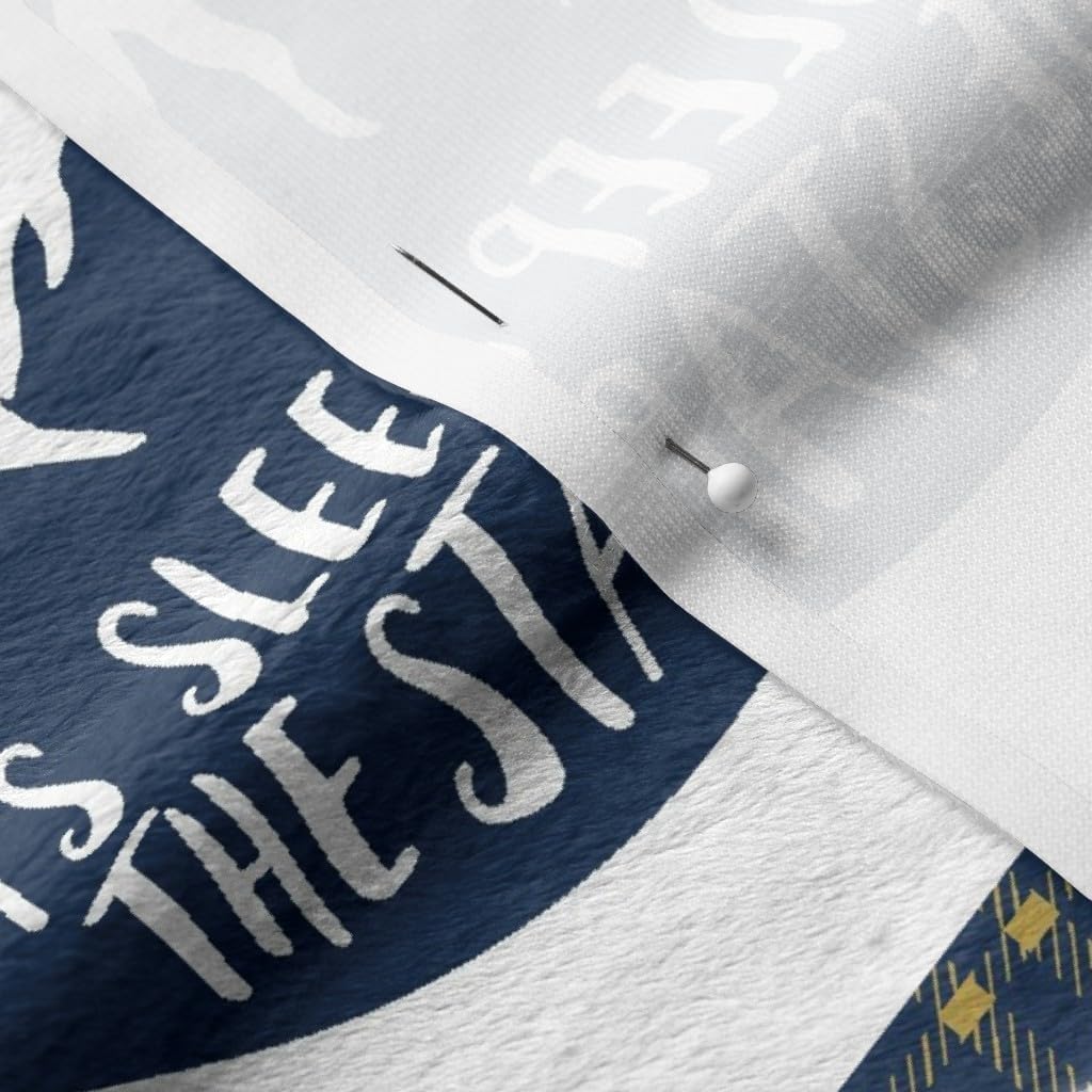 Spoonflower Fabric - Happy Camper Wholecloth Navy Gold Grey Camping Quilt Top Patchwork Printed on Minky Fabric by The Yard - Sewing Baby Blankets Quilt Backing Plush