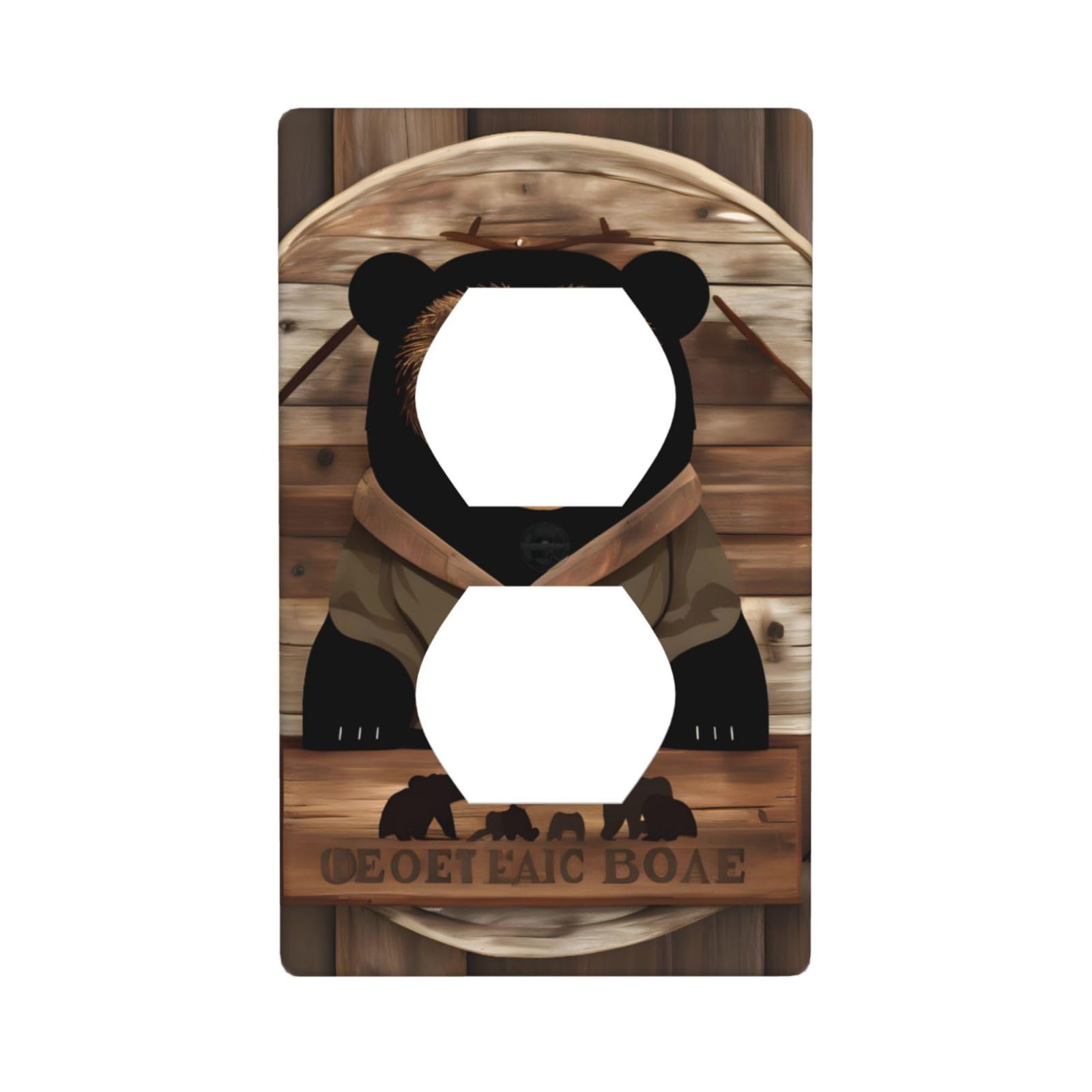 Rustic Lodge Bear Decorative Switch Plate Cover-Unbreakable Polycarbonate Wall Plate for Home Office, 1 Gang with Screws