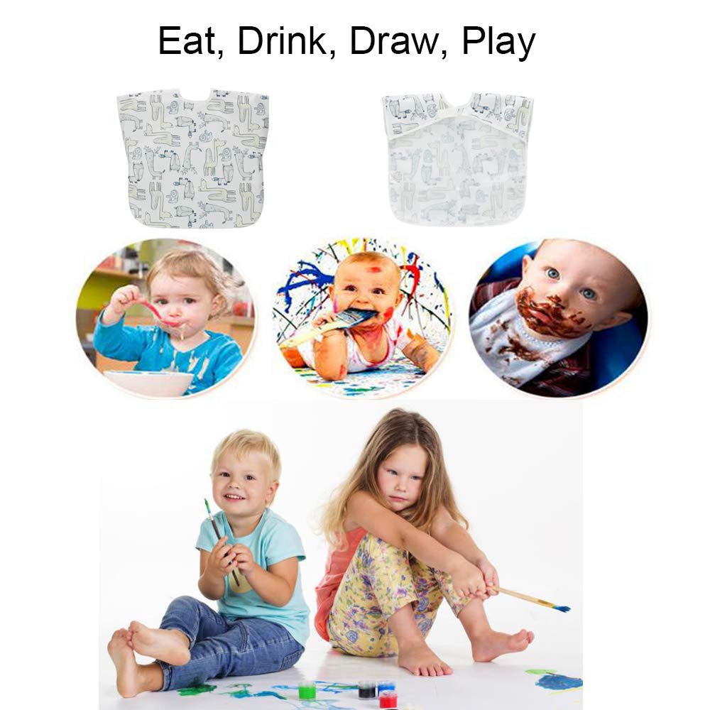 bavaglino impermeabile a maniche corte, unisex, in etilene vinil acetato, assorbente, per bambini da 1 a 3 anni