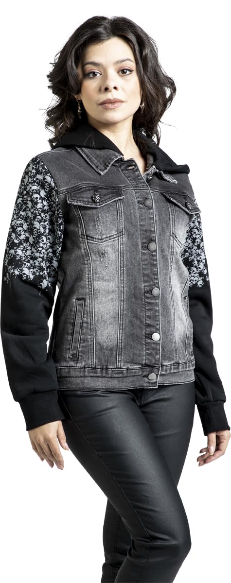 Rock Rebel by EMP Donna Felpa con cappuccio nera con tasche laterali