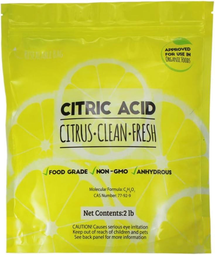 2caf Pure Citric Acid Food Grade FCC/USP Anhydrous Fine Granular May be Used in Organic Products, 2 lb.