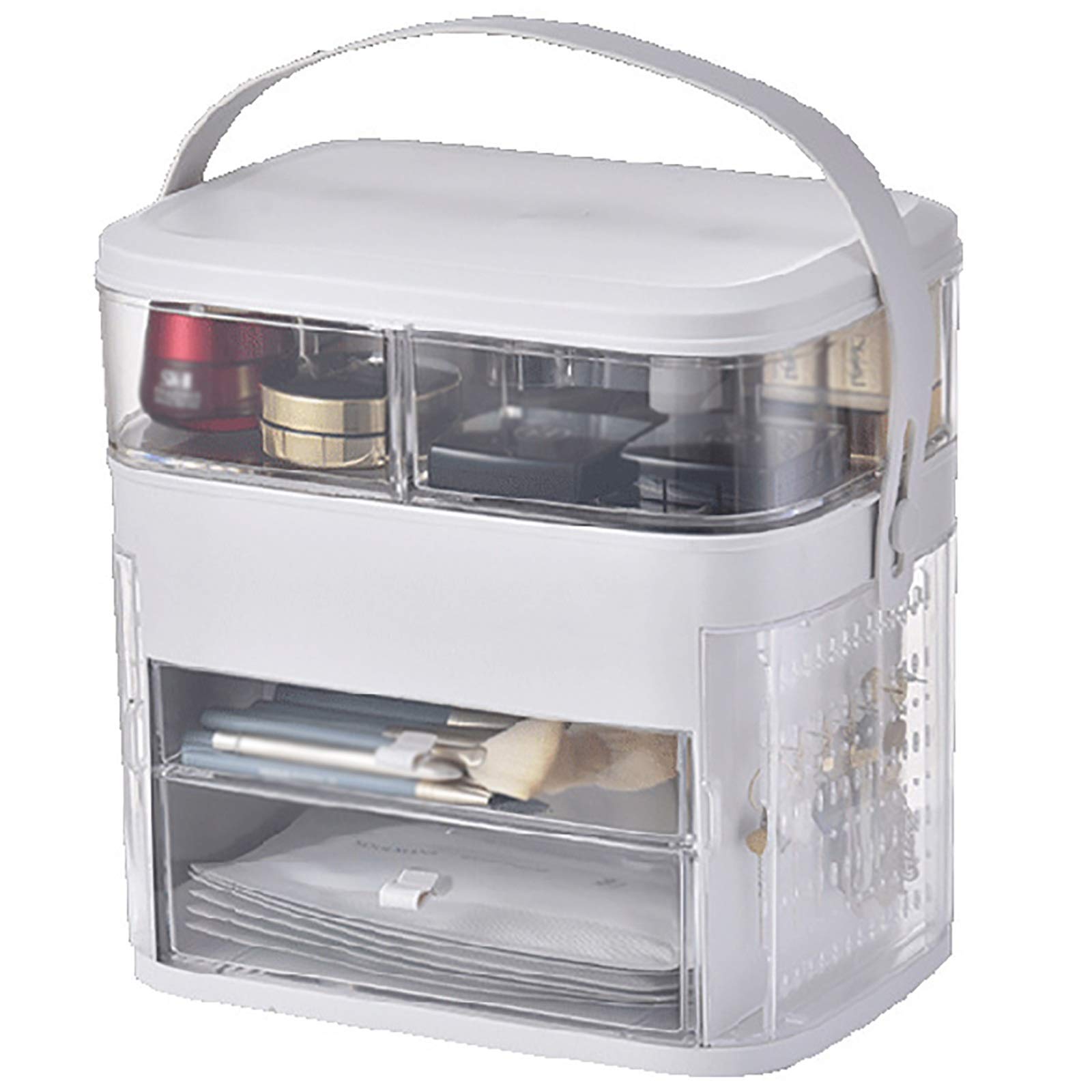 Scatola Porta Cosmetici Scatola di immagazzinaggio cosmetica Desktop Dressing da tavola per la cura della pelle per con specchio per Cassettiera e Bagno