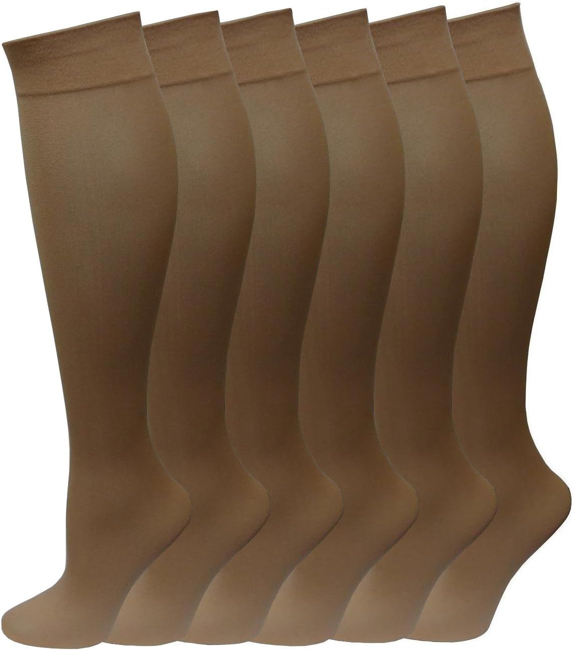 Differenttouch 6 Pairs Pack Women Opaque Stretchy Spandex Knee High Trouser Socks image 3