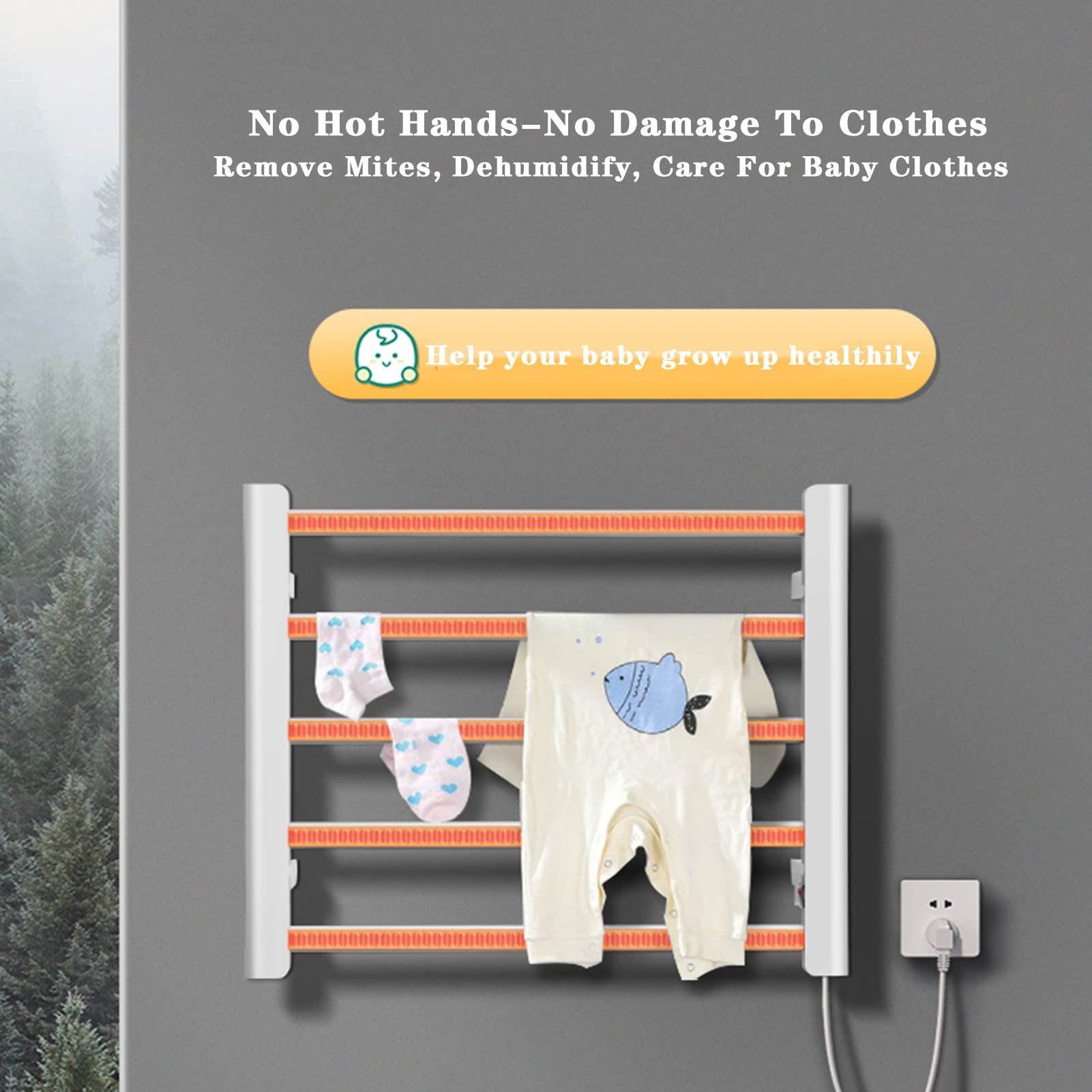 Radiador Calentador de Toallas eléctrico para baño, Ahorro de energía, Calentamiento rápido, toallero eléctrico - Aluminio Espacial