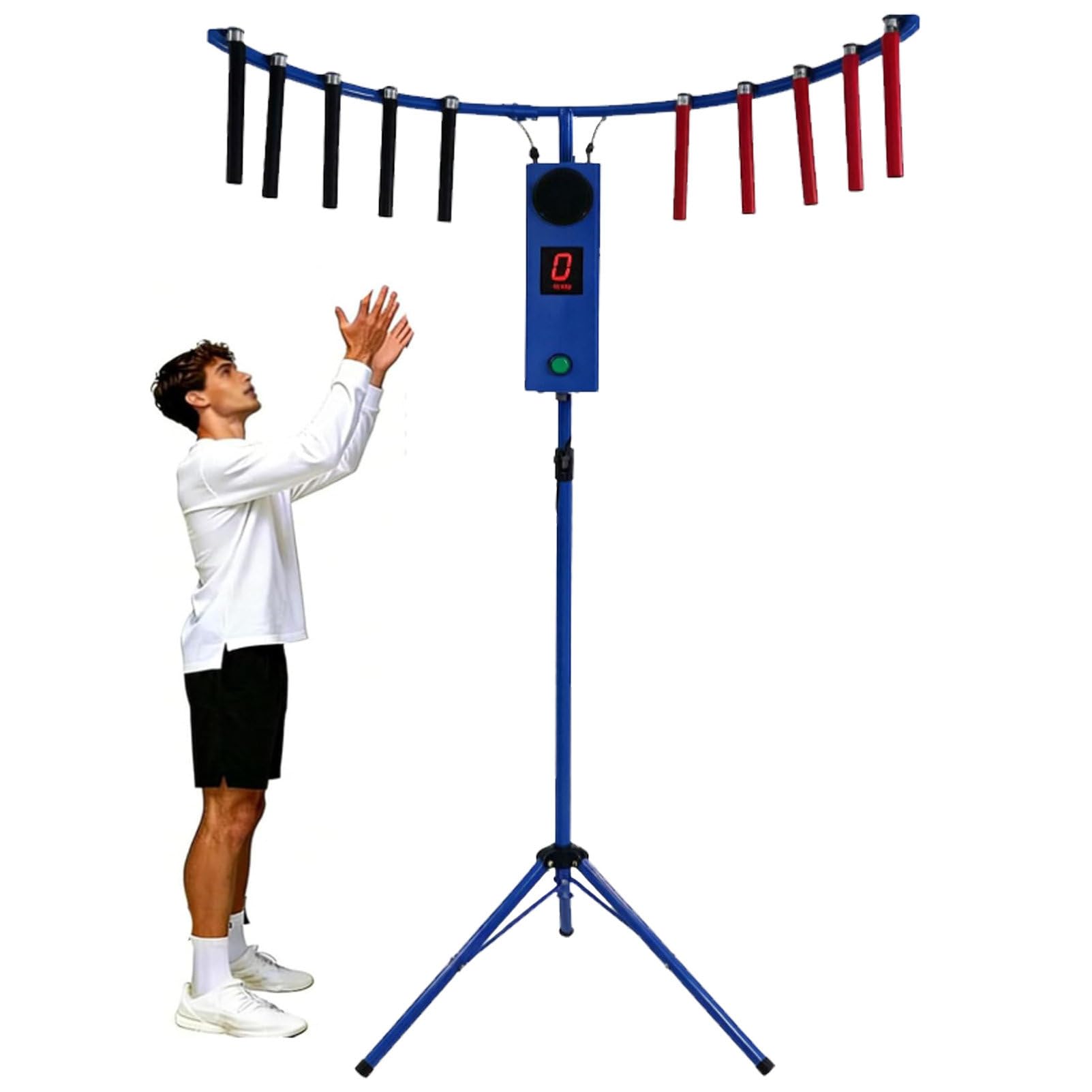 Pvxa Catch Stick Arcade Game Machine, Hand Eye Coordination Training, Stick Challenge Game, with 10 Sticks, Adjustable-Height Tripod, MP3, LED Lights, Reflex Stick Game Blue